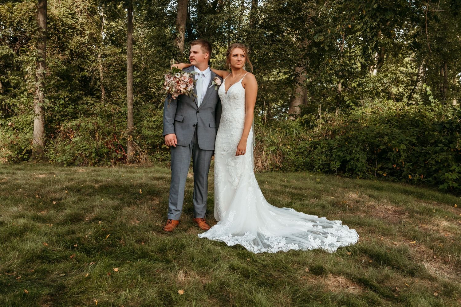 A wedding couple at The Wooded Knot in Tippecanoe, Indiana