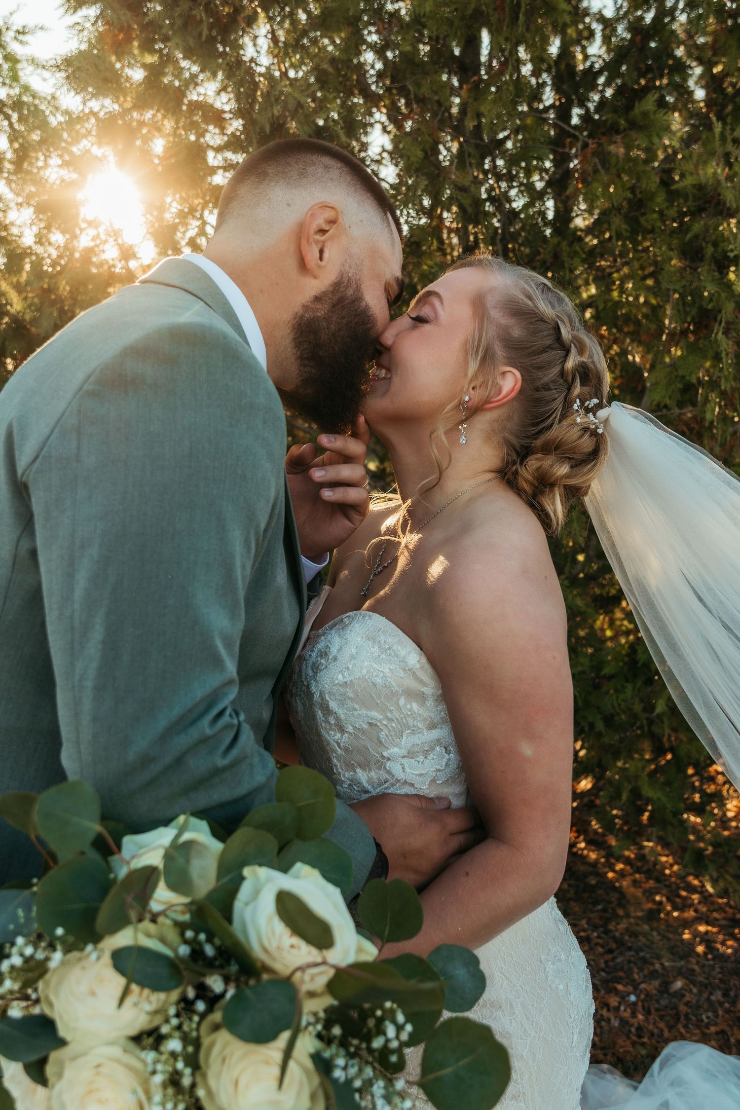 A wedding couple after their vows at The Shed Weddings & Events in Wanatah, Indiana