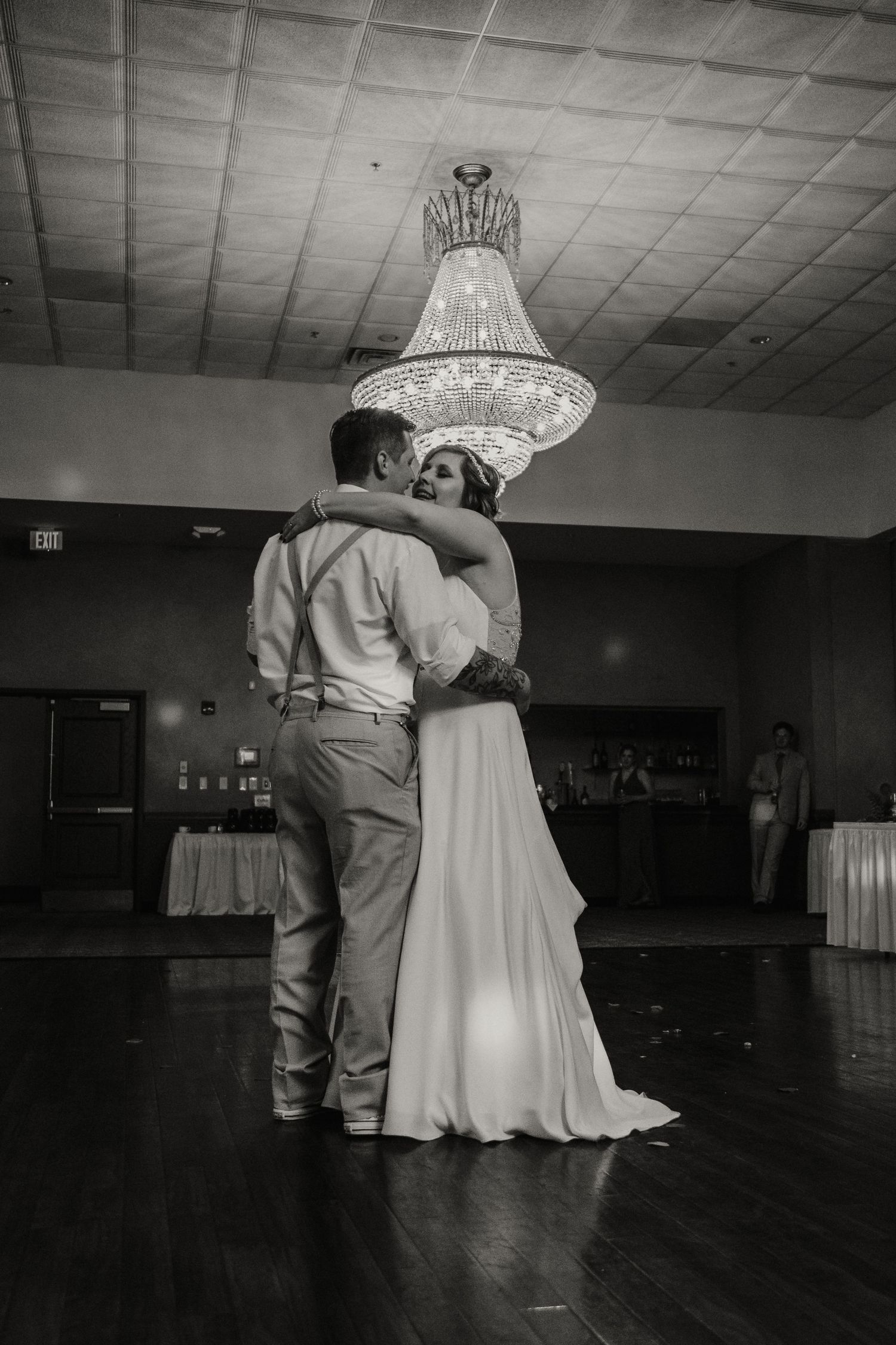 A wedding couple during their reception at Avalon Manor Banquet Center in Merrillville, Indiana