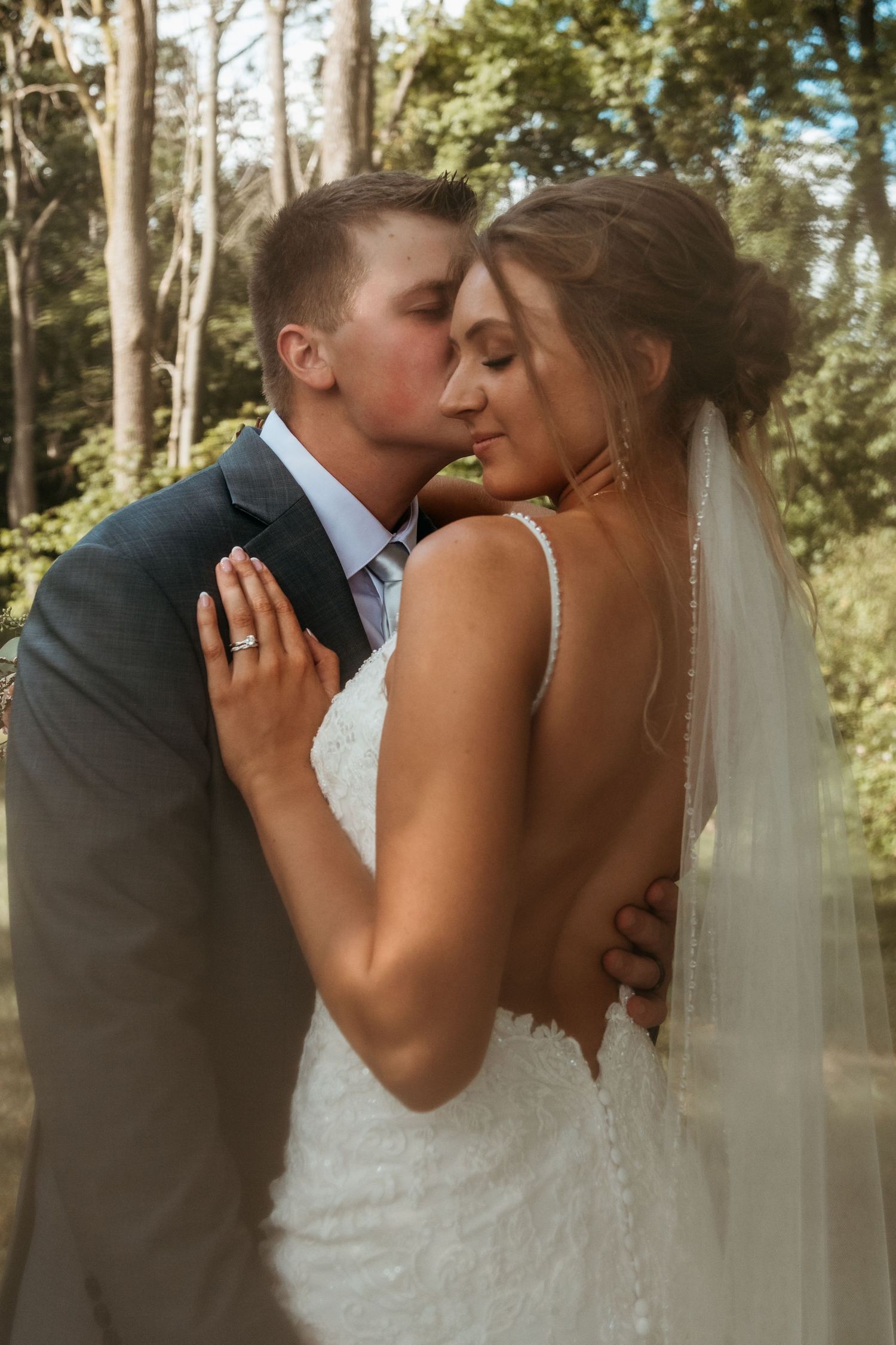 A wedding couple after vows at The Wooded Knot in Tippecanoe, Indiana
