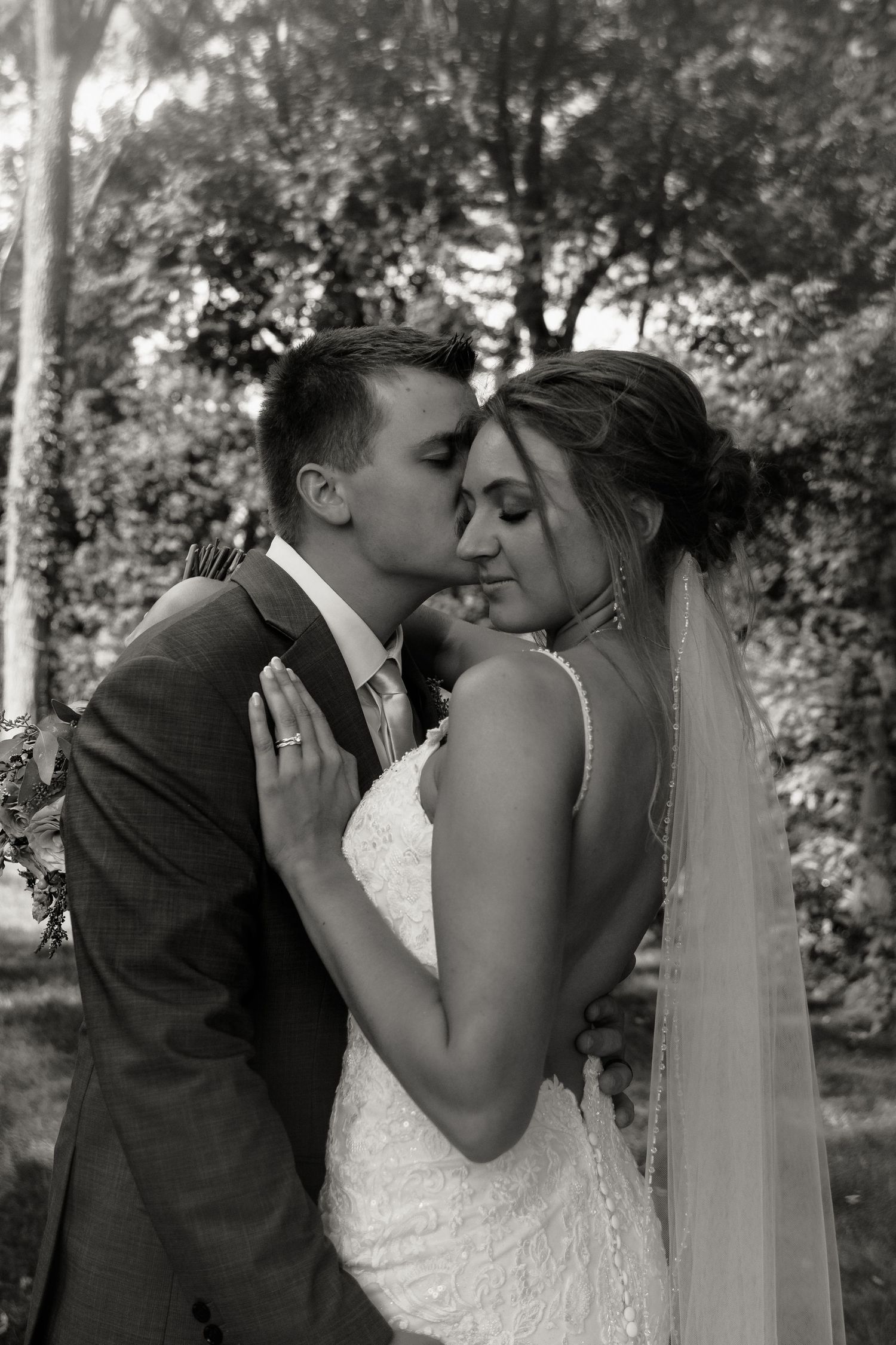 A wedding couple at The Wooded Knot in Tippecanoe, Indiana