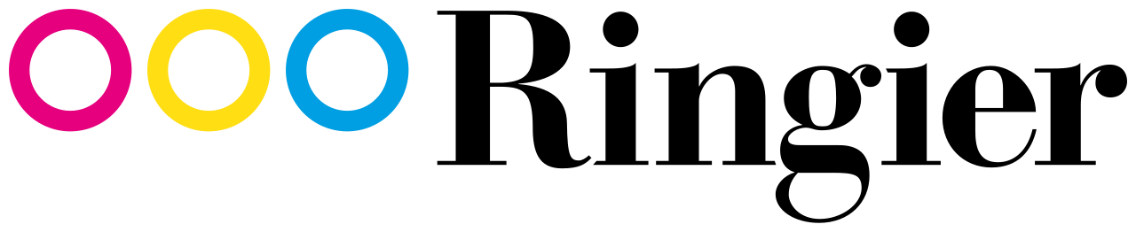 Ringier AG logo featuring three colorful circles in pink, yellow, and blue beside bold black company name text.