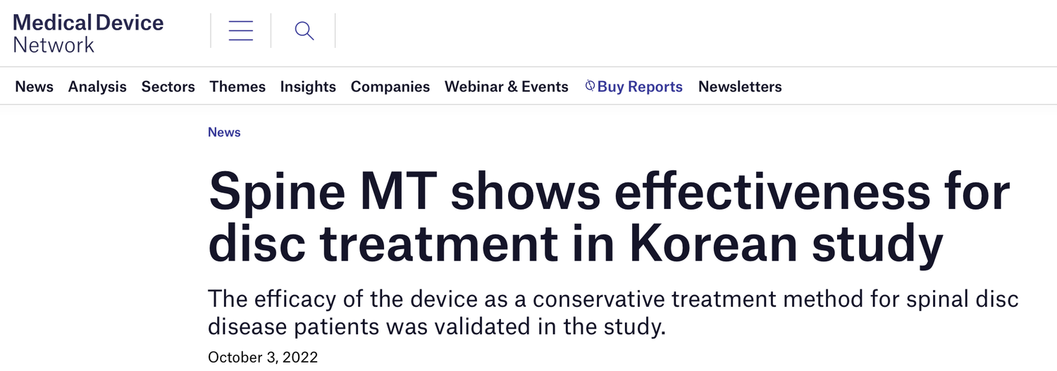 Research webpage showing non-surgical spinal decompression study results for advanced disc herniation.