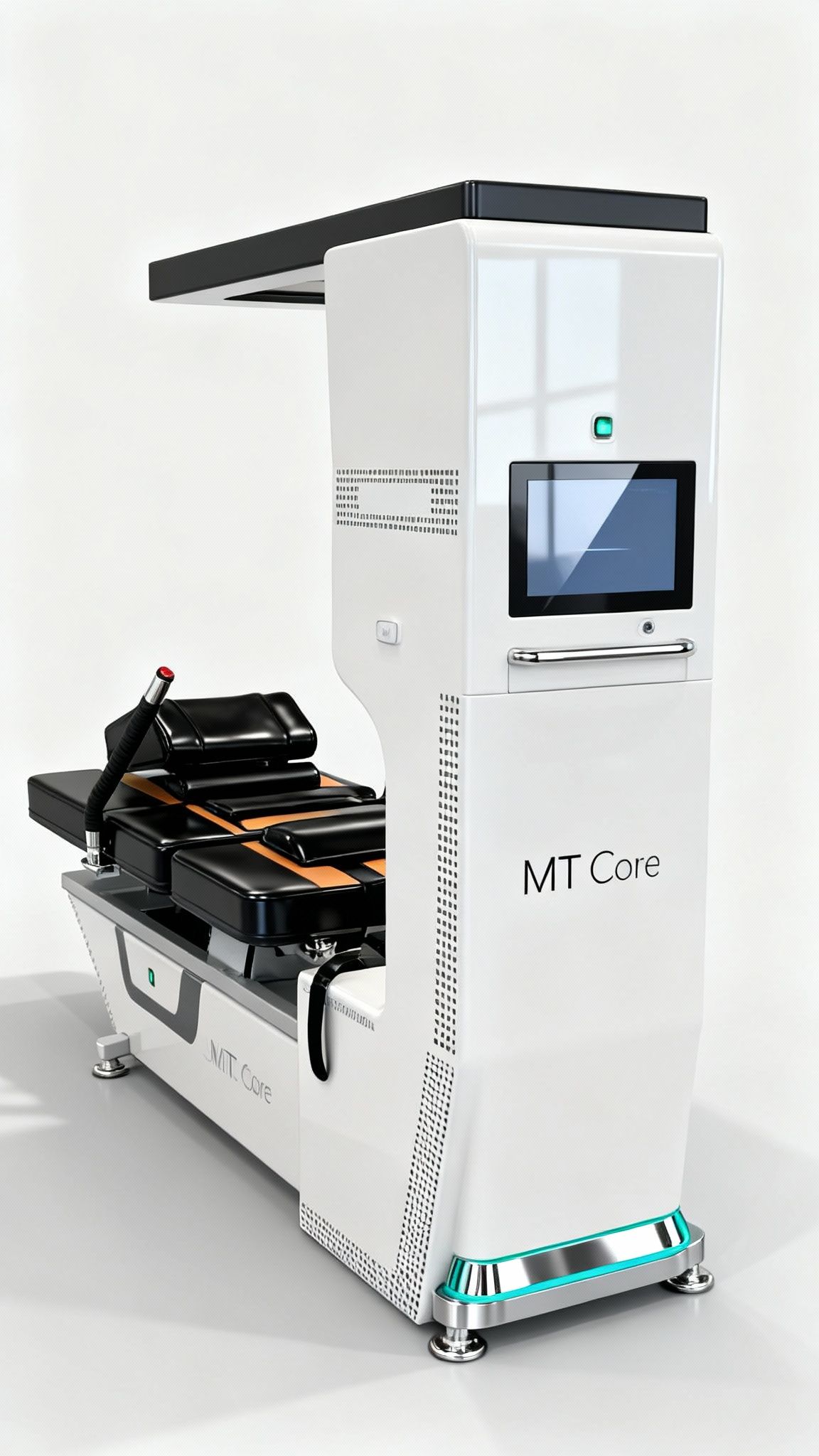 Modern white medical diagnostic device MT Core with sleek design and digital display screen