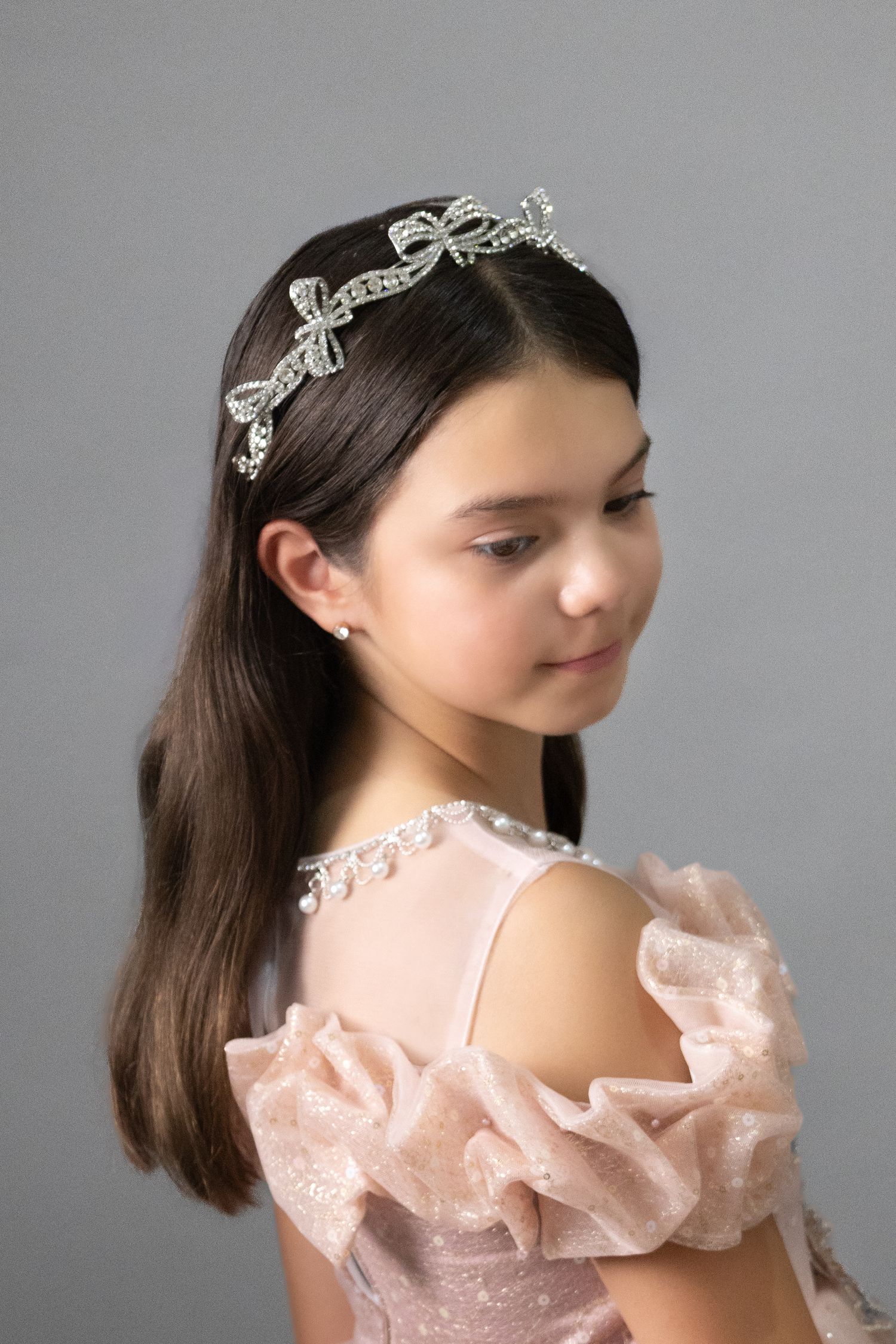 Elegantly styled children's fine art portrait featuring a girl with a tiara by Bespoke Studio Southlake