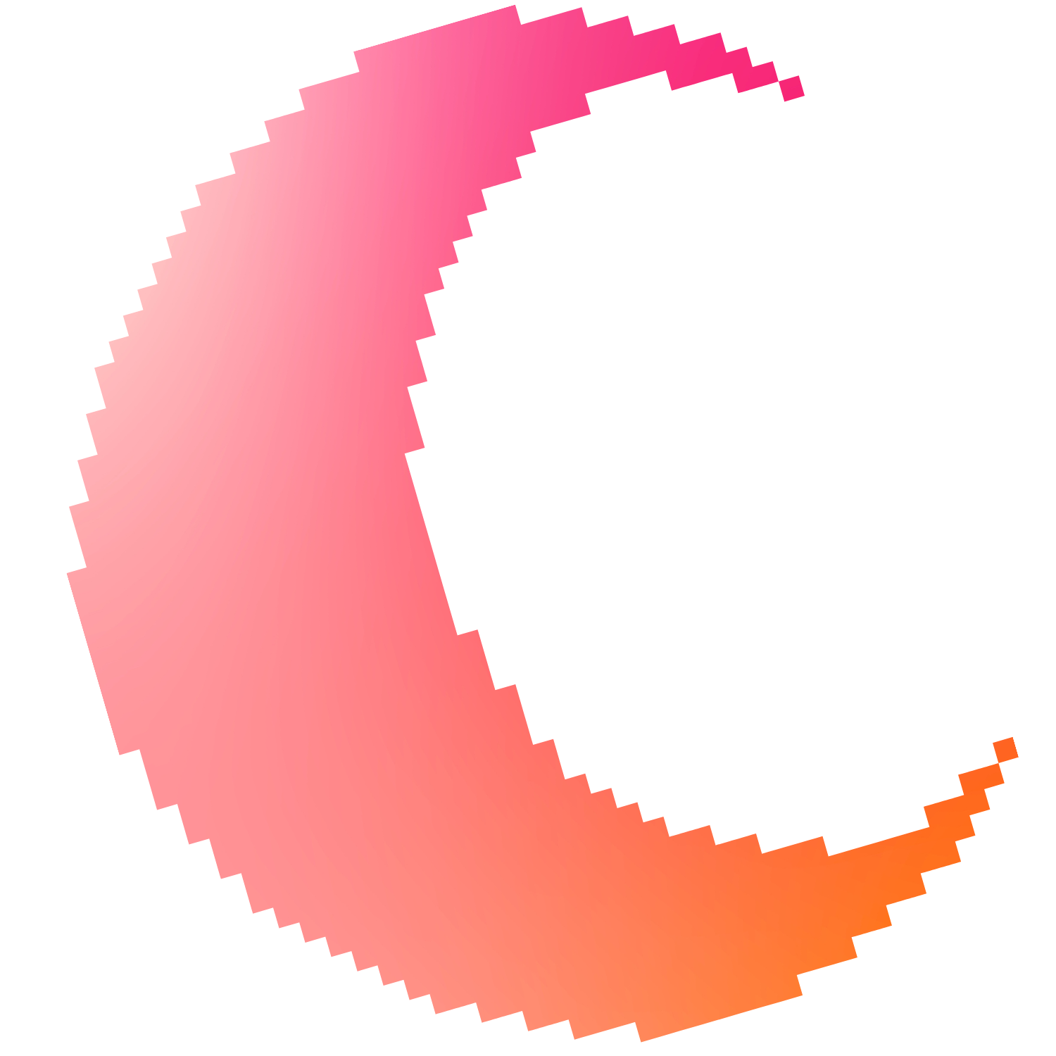 Pink and orange crescent shapes arranged in a repeating gradient pattern against a white background.
