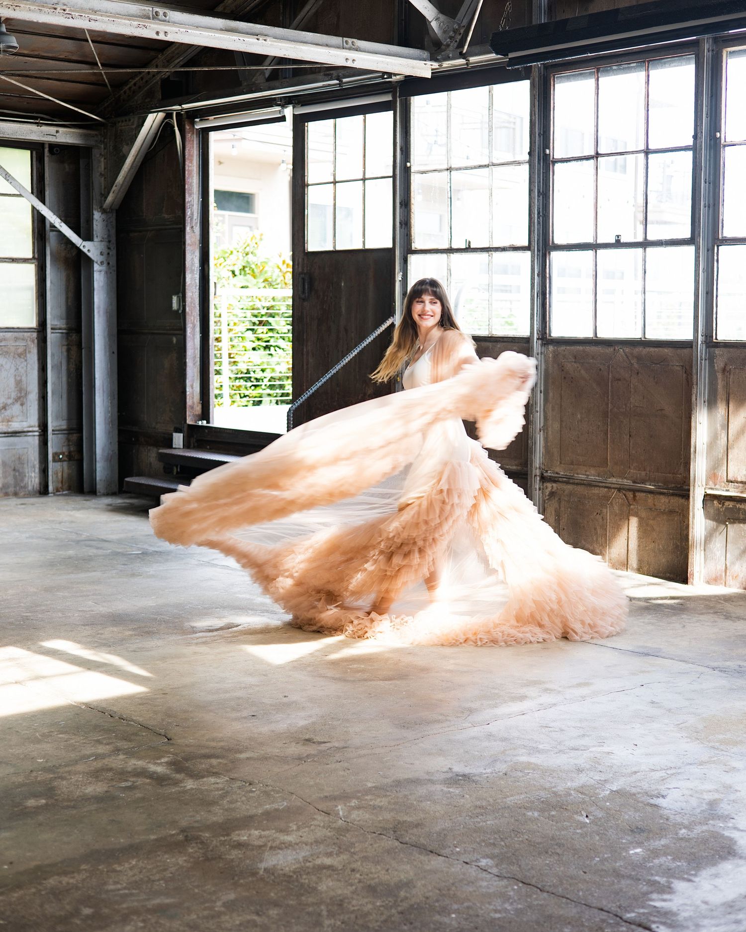 Portrait session, blush tulle gown