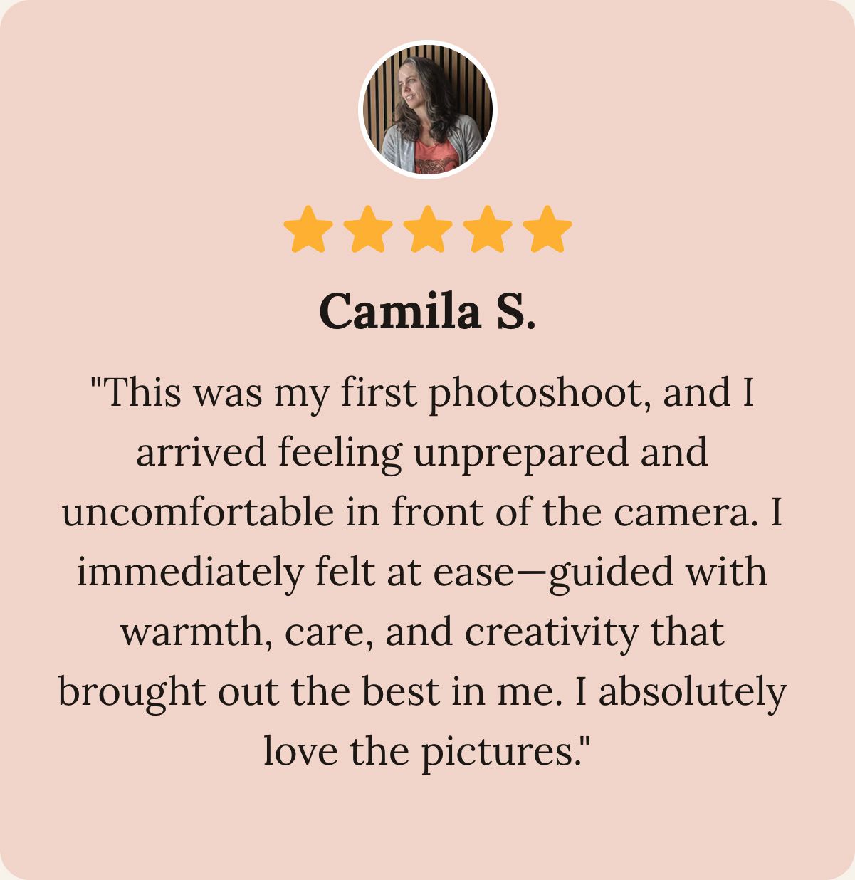 Five-star review from Camila S.