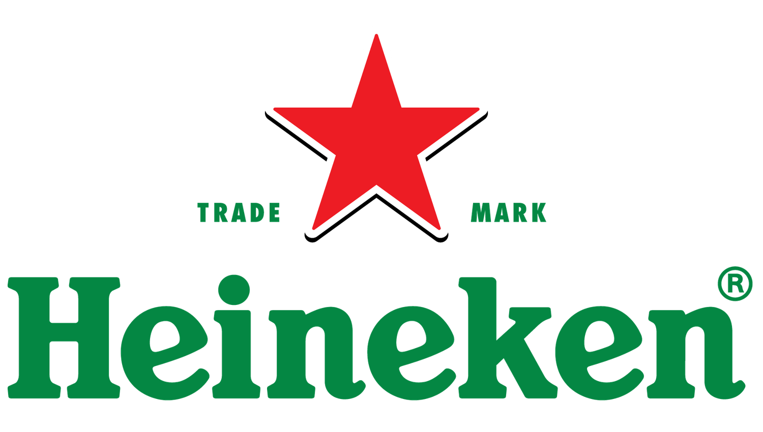 Heineken logo featuring a bold red star above the iconic green brand name with registered trademark symbol.