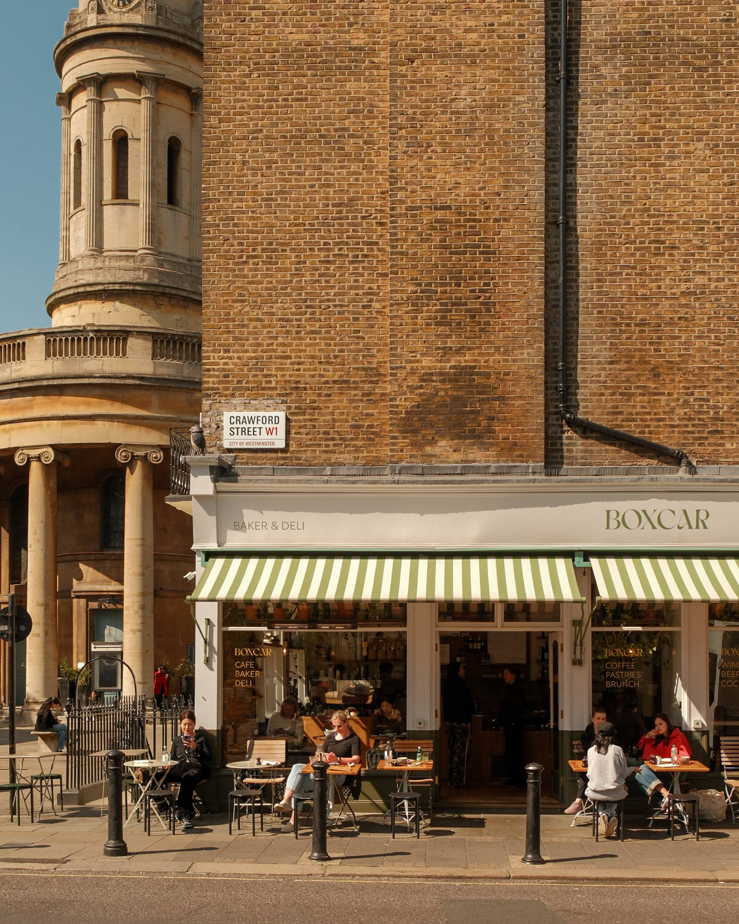 Lifestyle café scene at Boxcar brunch restaurant in Marylebone. London