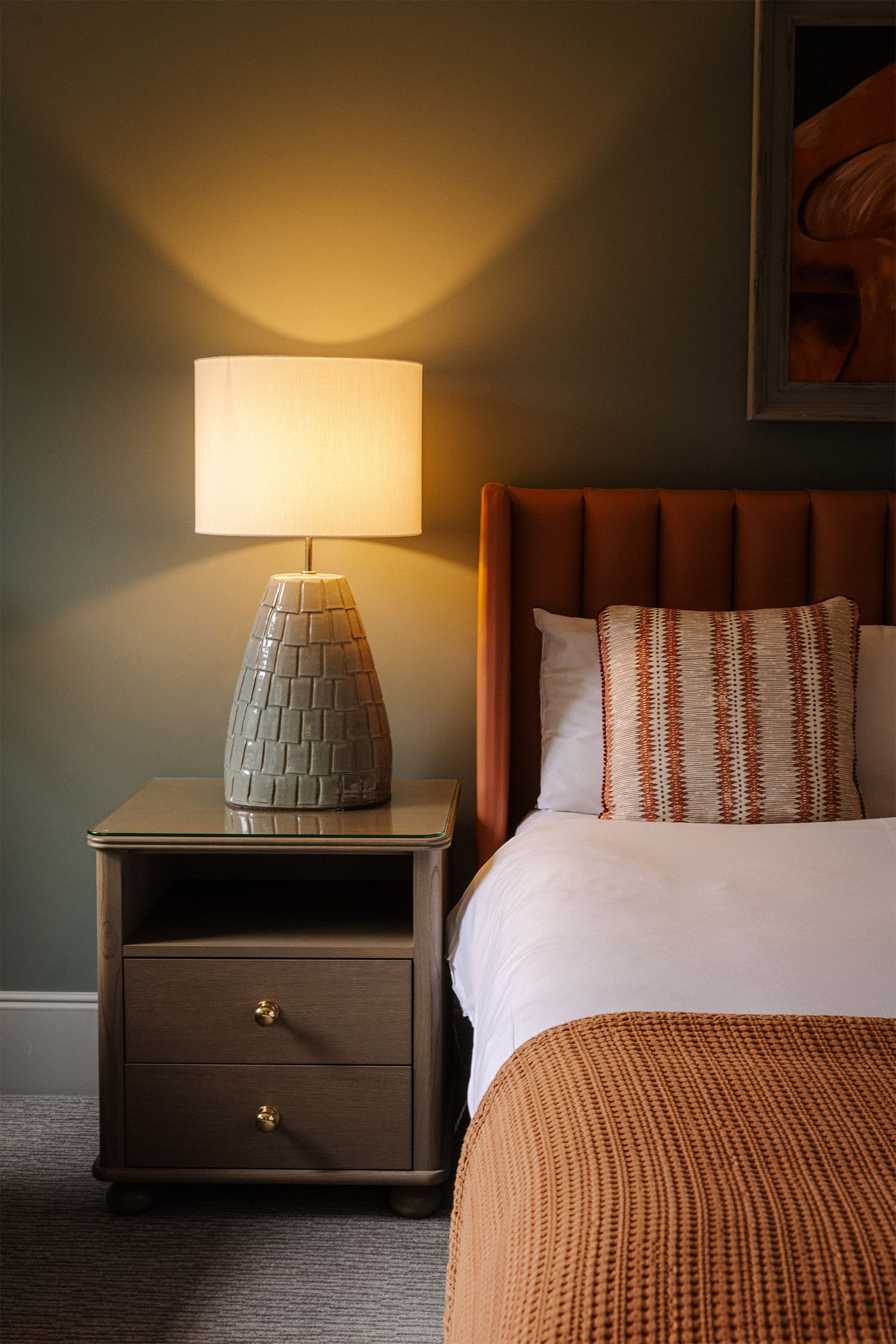 Hotel bedroom interior at Hotel Bush in Farnham with soft natural lighting