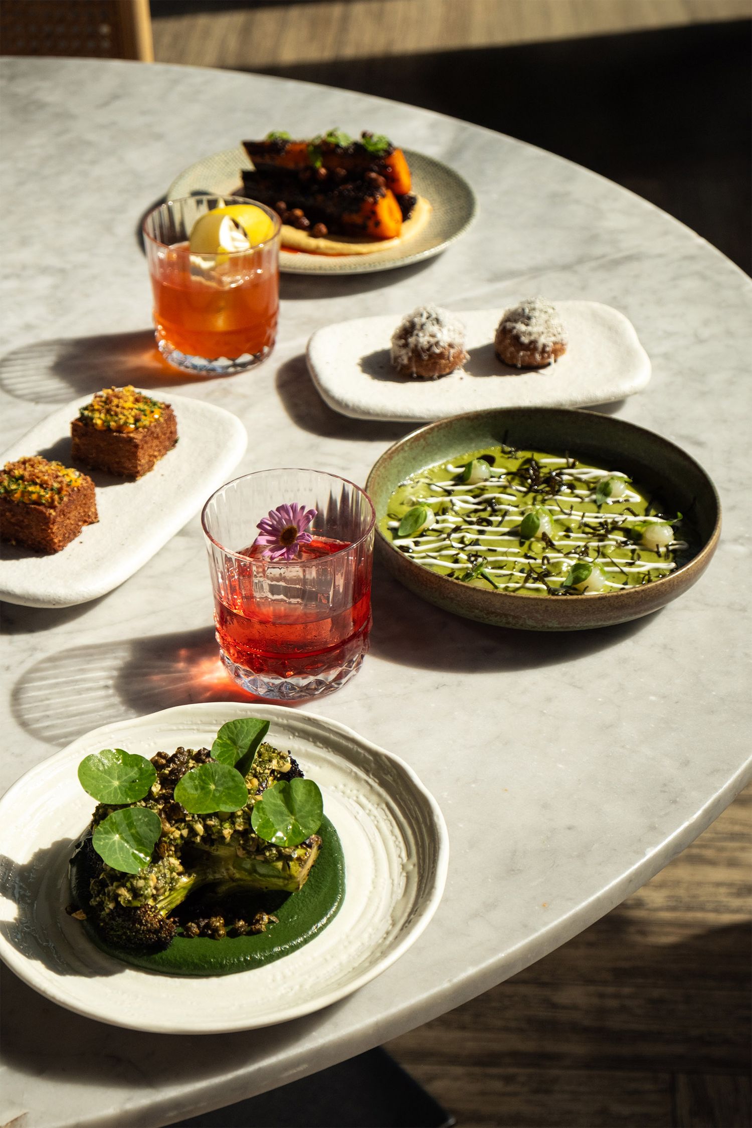 Elegant food styling at Margot Green restaurant in London