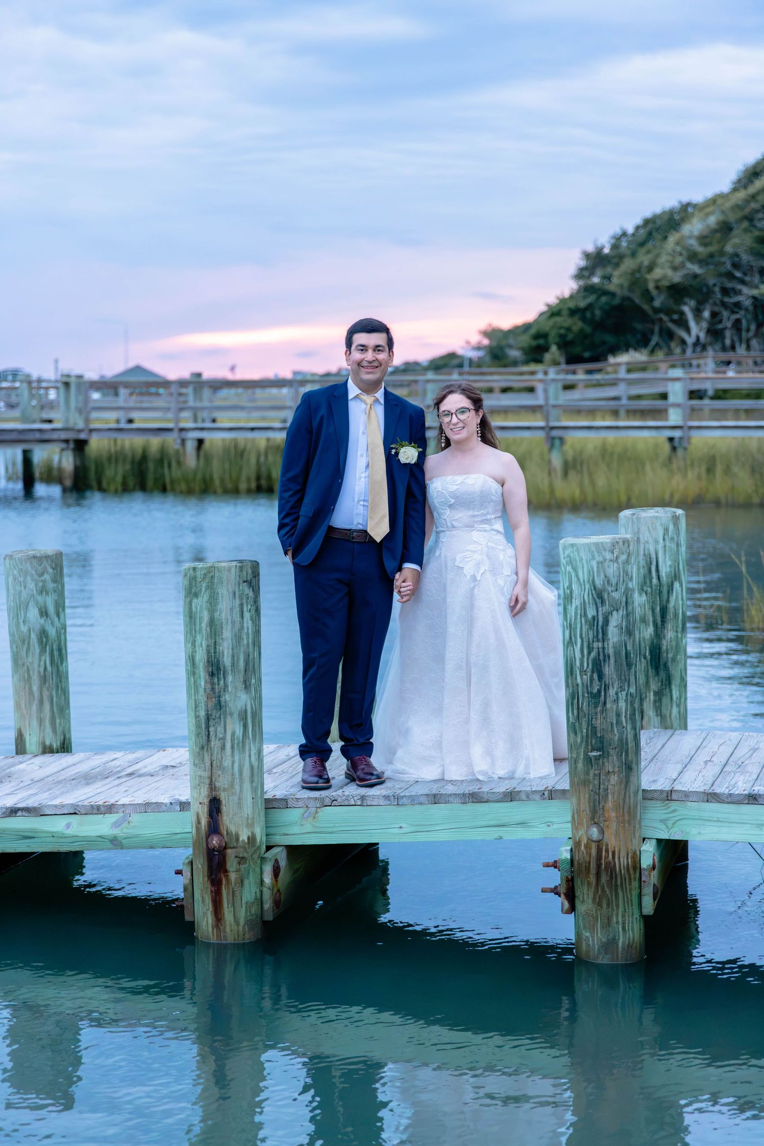 Waterfront bridal portraits at The Beaufort Hotel in Beaufort North Carolina