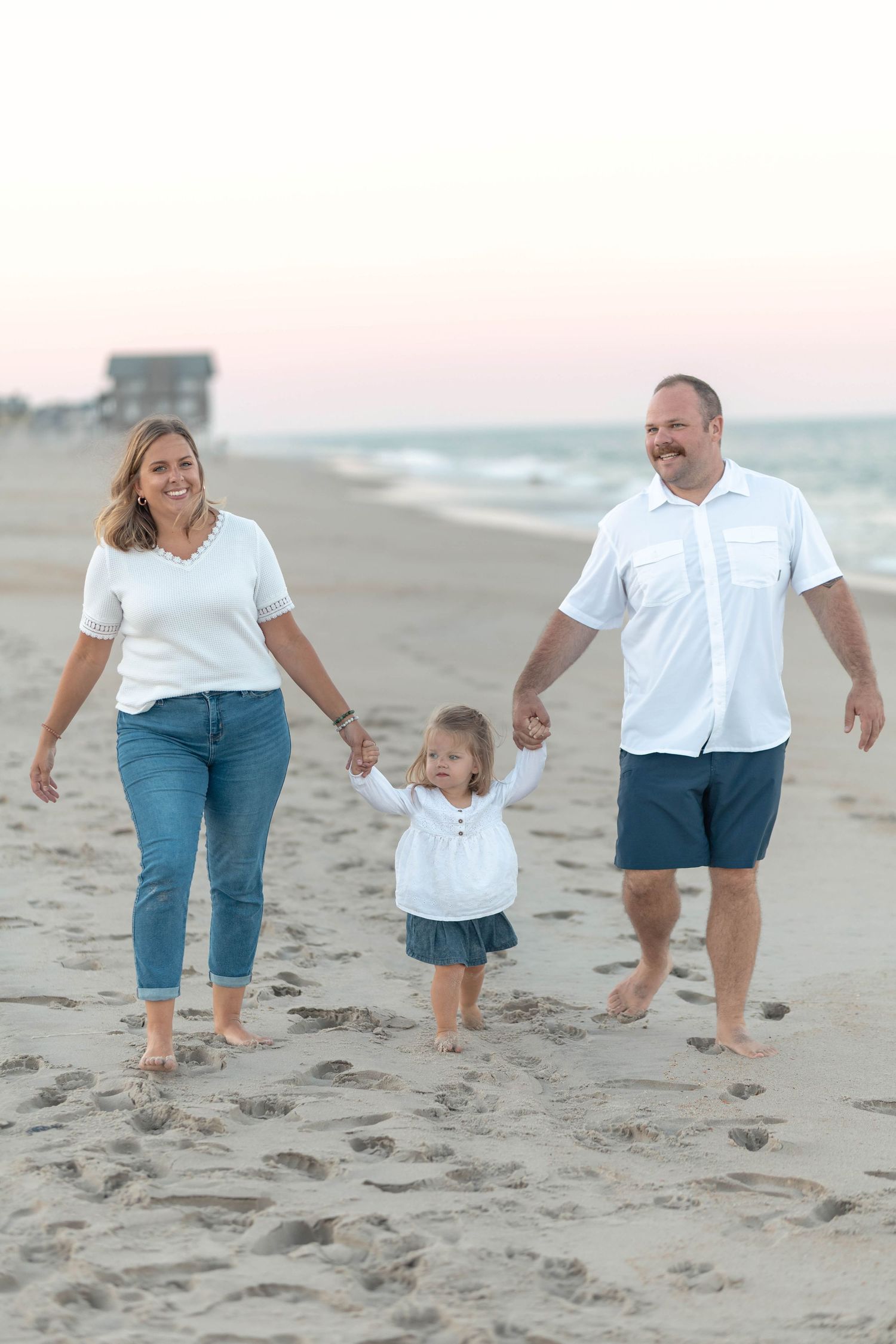 Beach family session in the outer banks of North Carolina at sunset