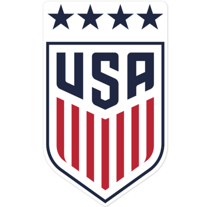 USA Women's National Soccer Team official crest logo with four stars and red, white, and blue shield design.