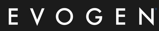 Evogen nutrition brand logo displayed in white text on a sleek black background.