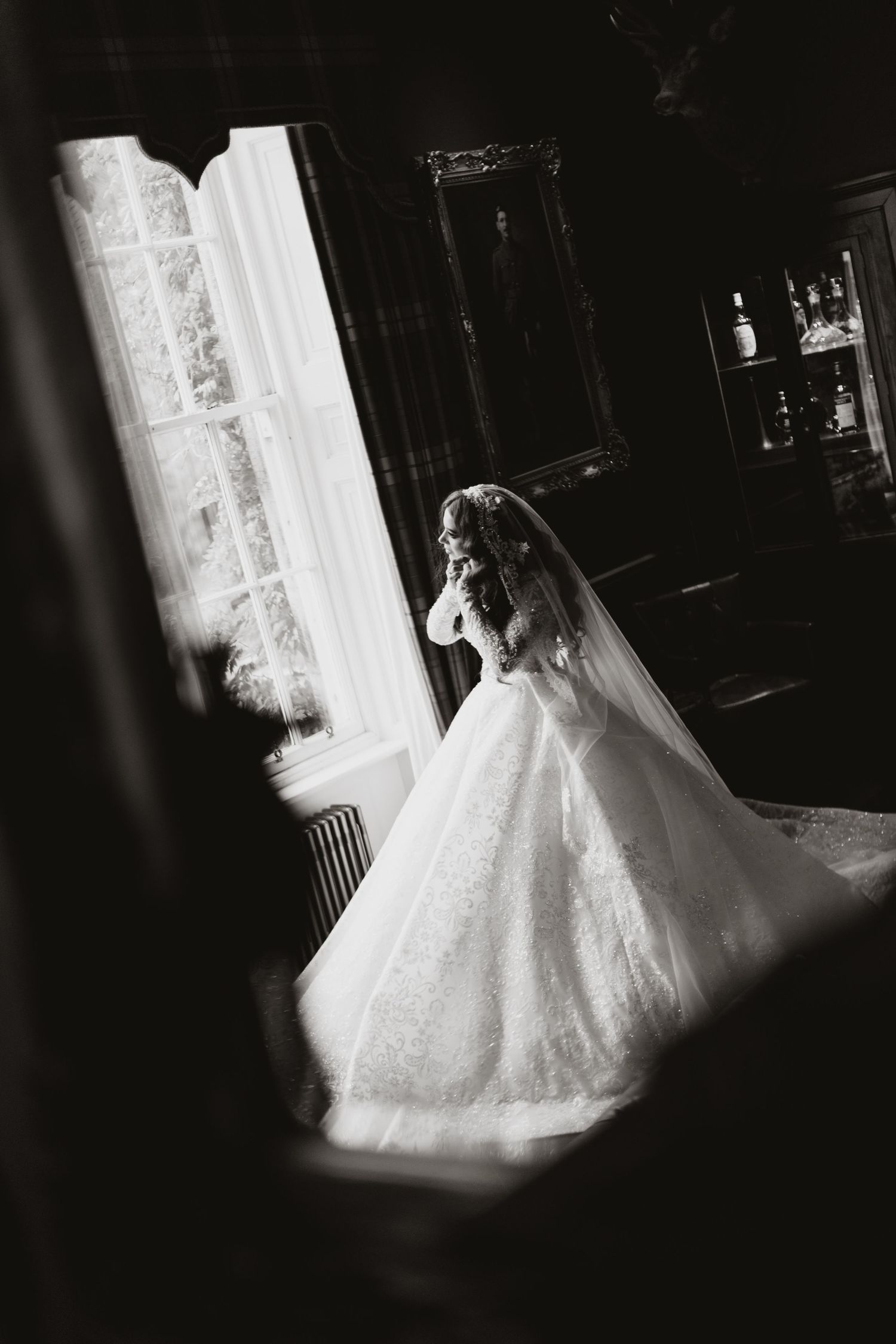 Bride during final touches Melville castle Edinburgh wedding photographer James Bailey Photography