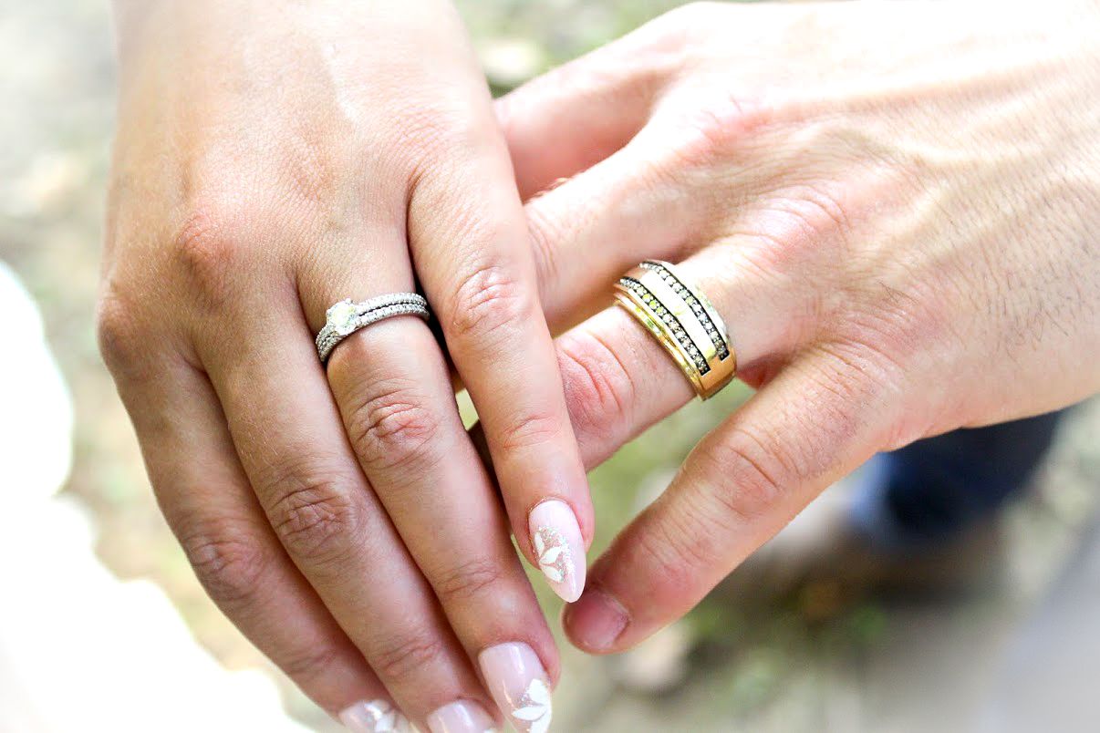 close up of wedding rings