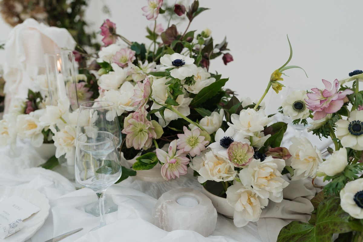 wedding floral table styling in Manchester - editorial wedding photography Manchester