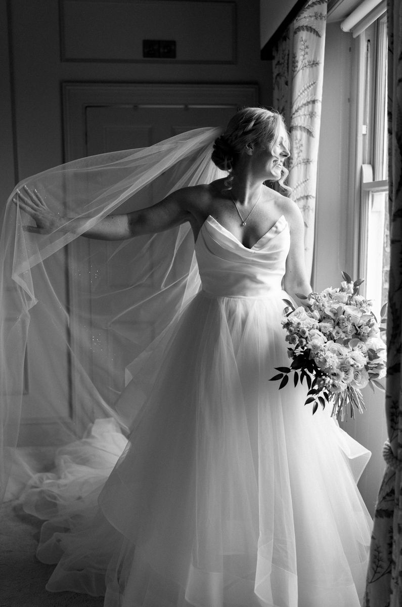 Bride getting ready in Hornington Manor - editorial wedding photography Yorkshire