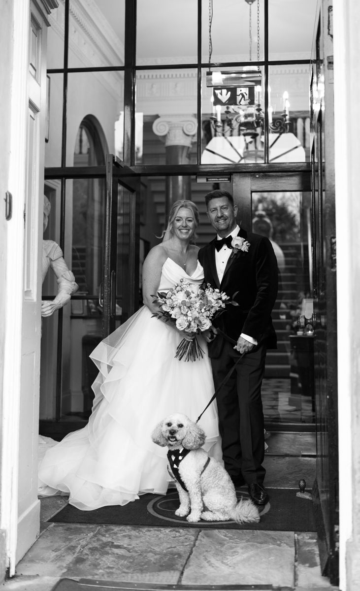 Bride and groom  portrait in Bowcliffe Hall - timeless elegant wedding photography Yorkshire