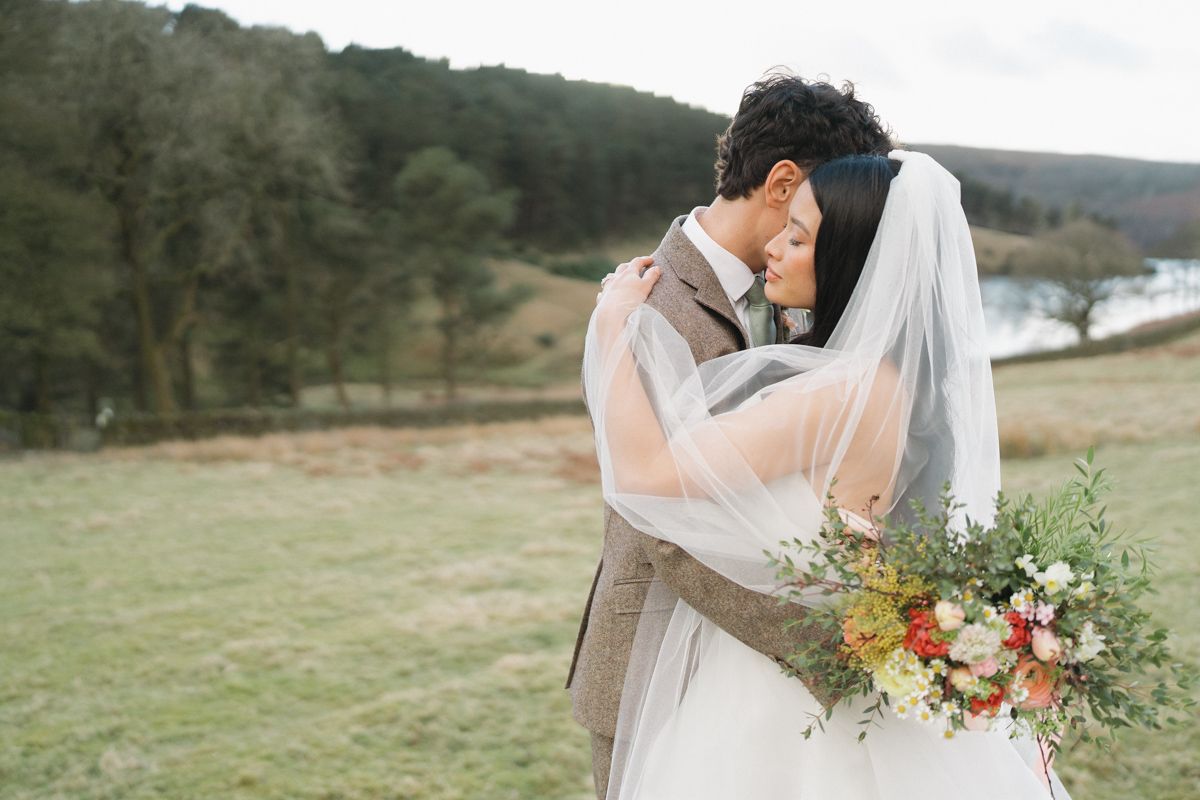 Bride and groom in the fields