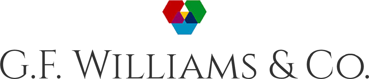 O.H. Williams & Co logo with multicolored hexagon design element.
