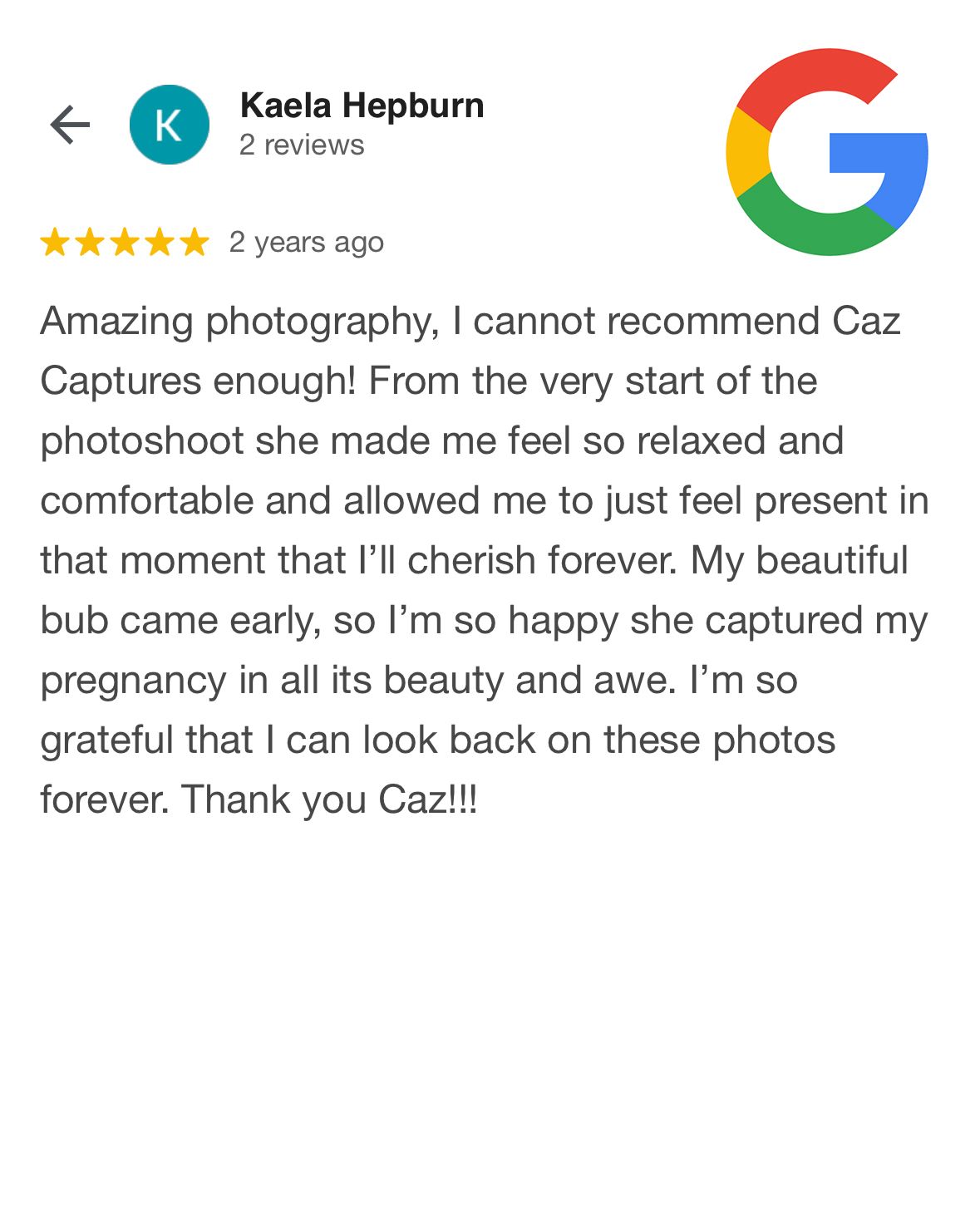 Caz Captures - Google Review 