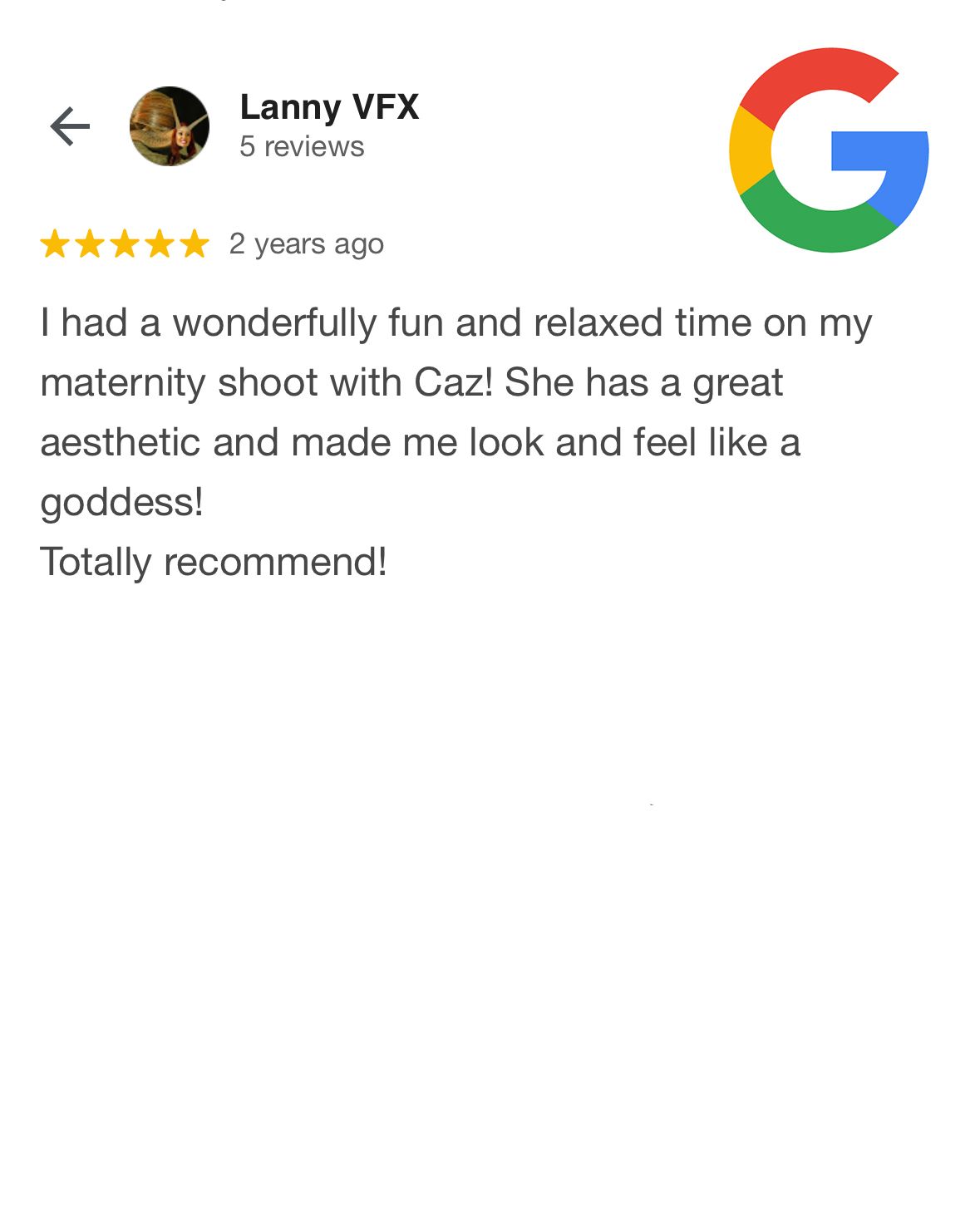 Caz Captures Sydney Google Review 