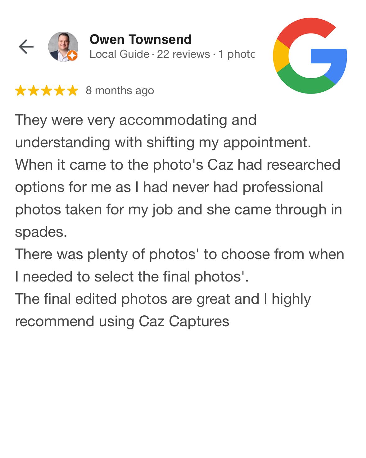 Caz Captures - Google Review 