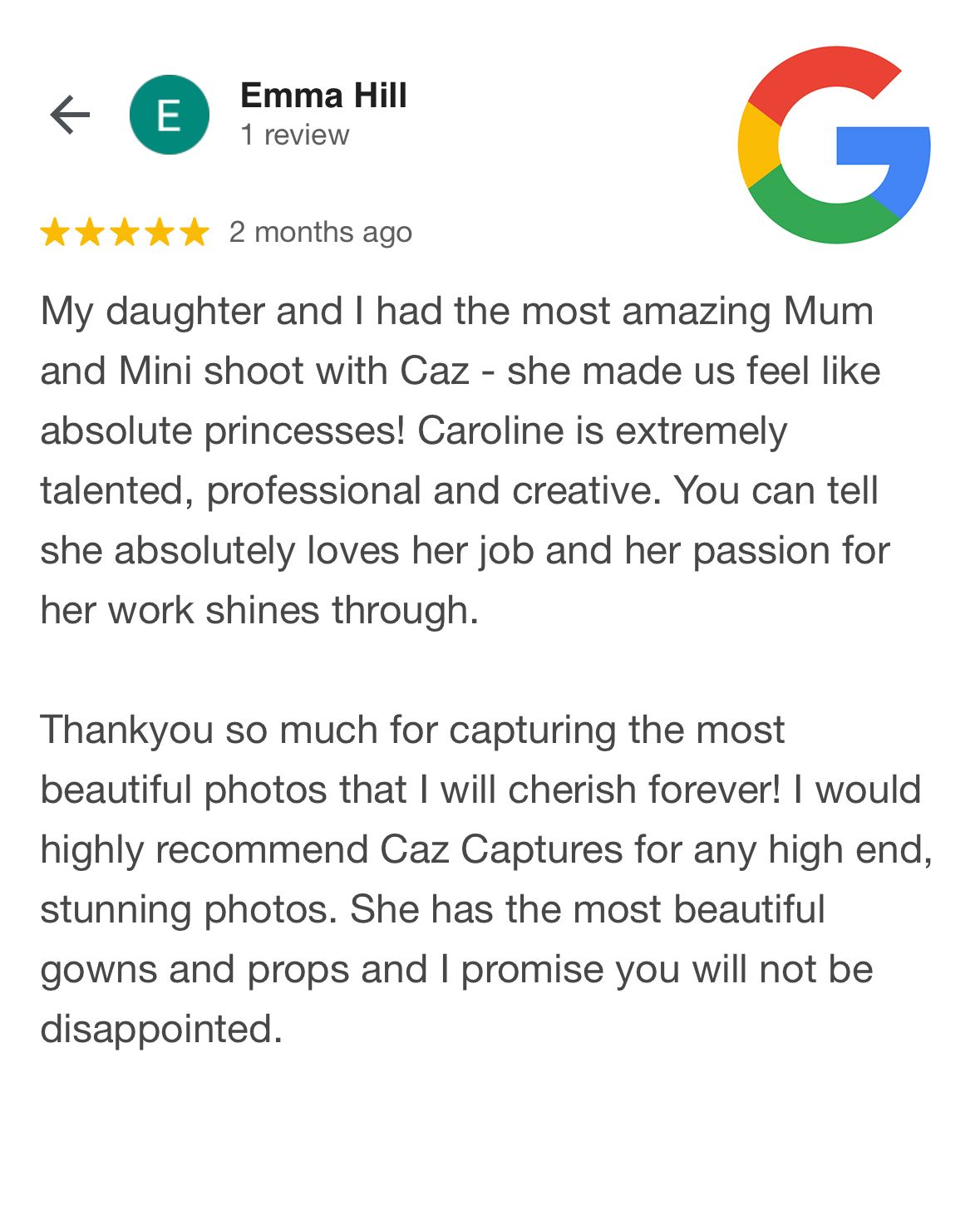 Caz Captures - Google Review 