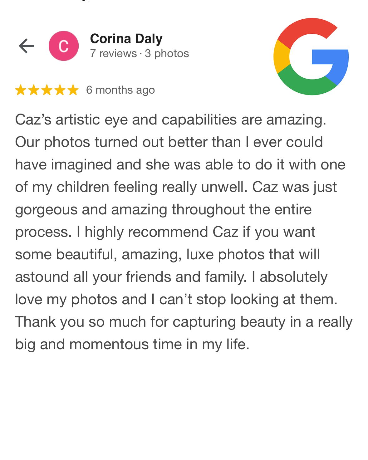 Caz Captures - Google Review 