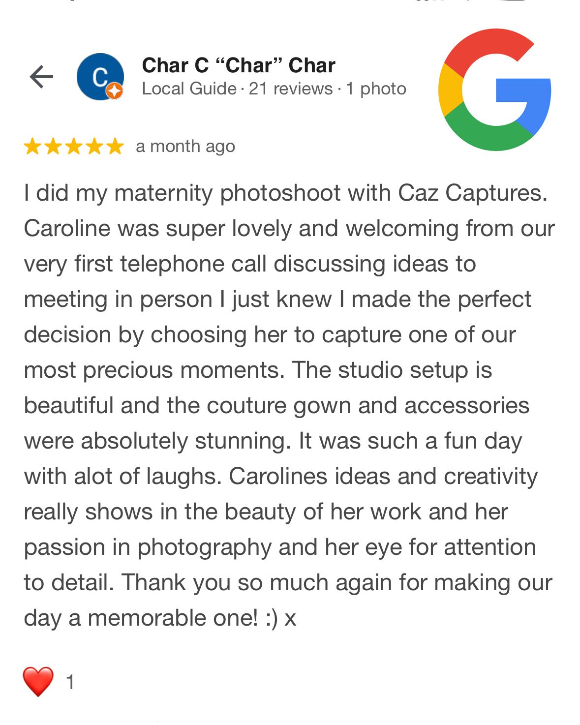 Caz Captures - Google Review 