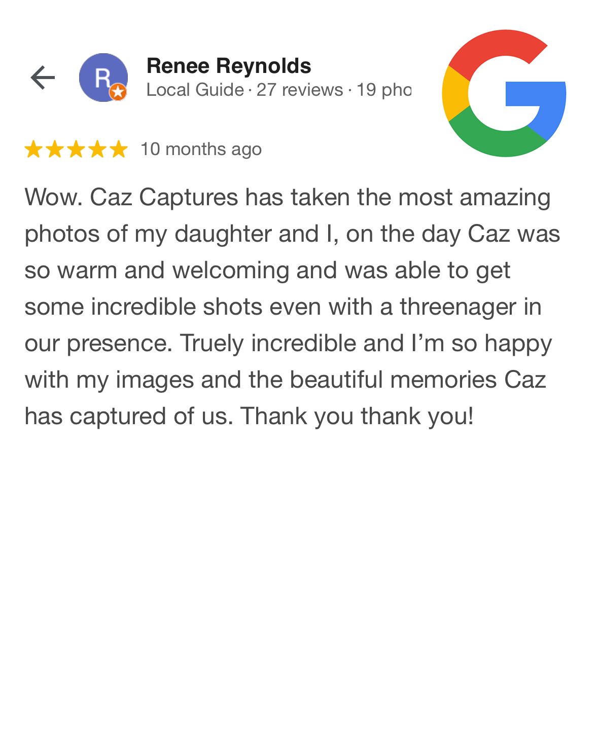 Caz Captures - Google Review 