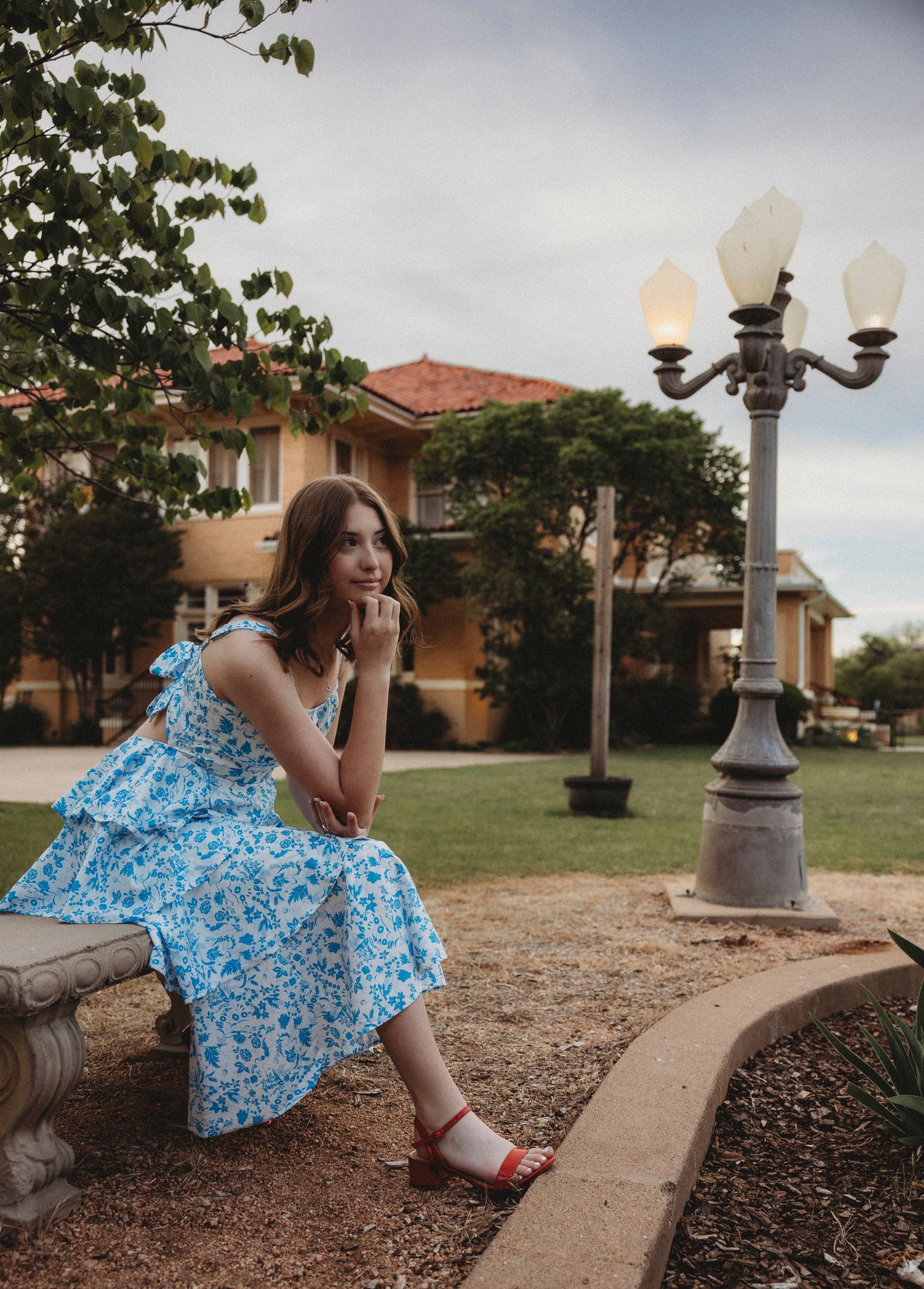Senior girl portrait session in garden Abilene, TX with editorial and lifestyle photography