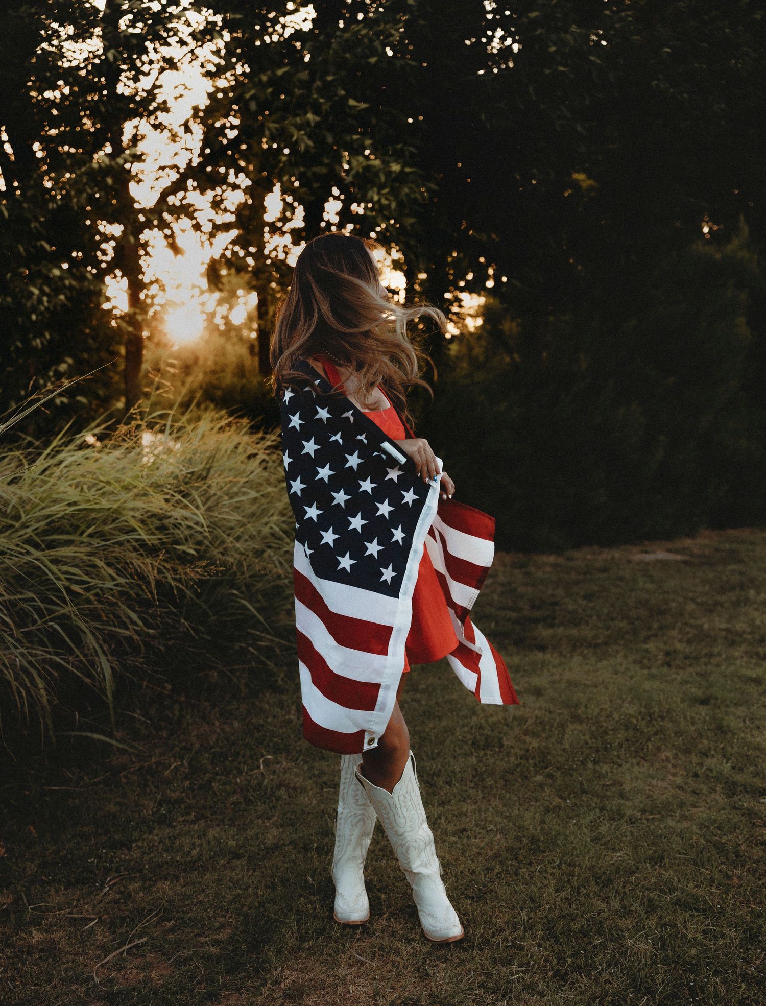 Fourth of July 250th American photoshoot at sunset in Abilene, Texas