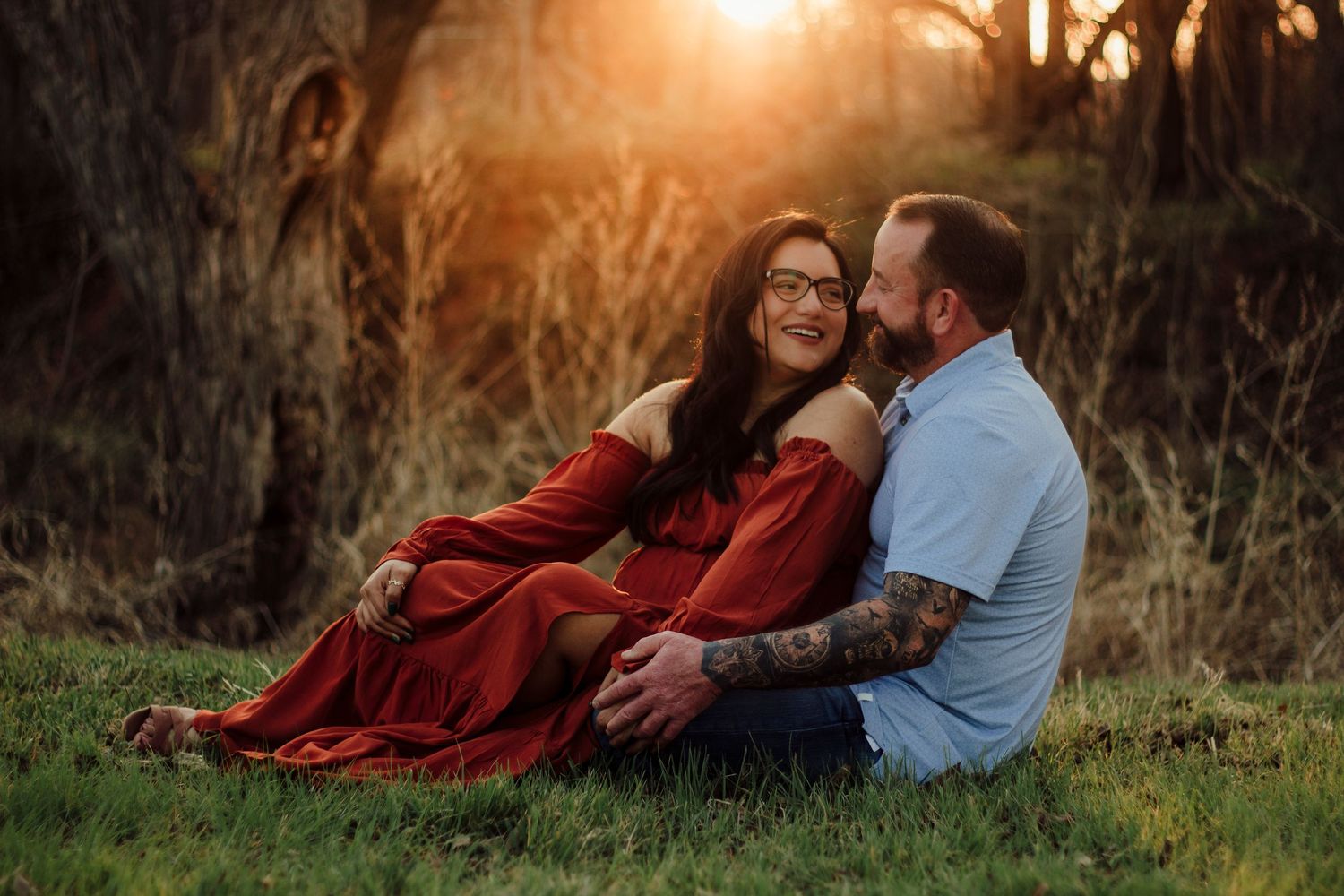 Golden hour romantic couples session in Abilene TX