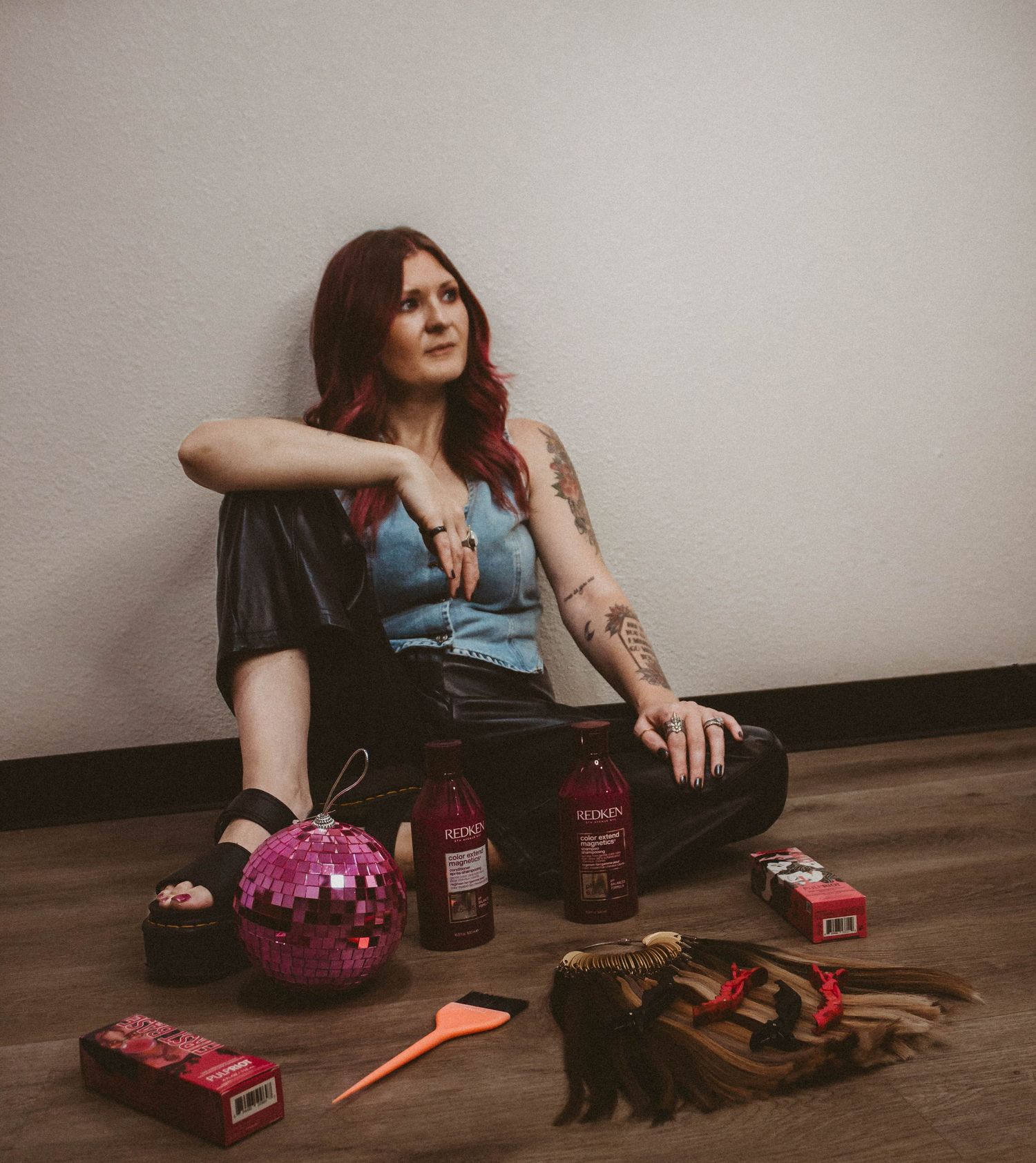 Personal branding photography in Abilene TX for creative entrepreneur with styled props and editorial lighting