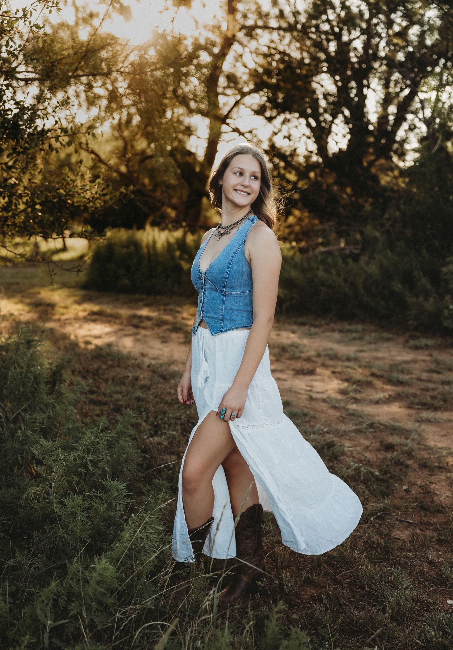 Outdoor senior photography in Buffalo Gap, Texas with a western-inspired Class of 2027 senior portrait.