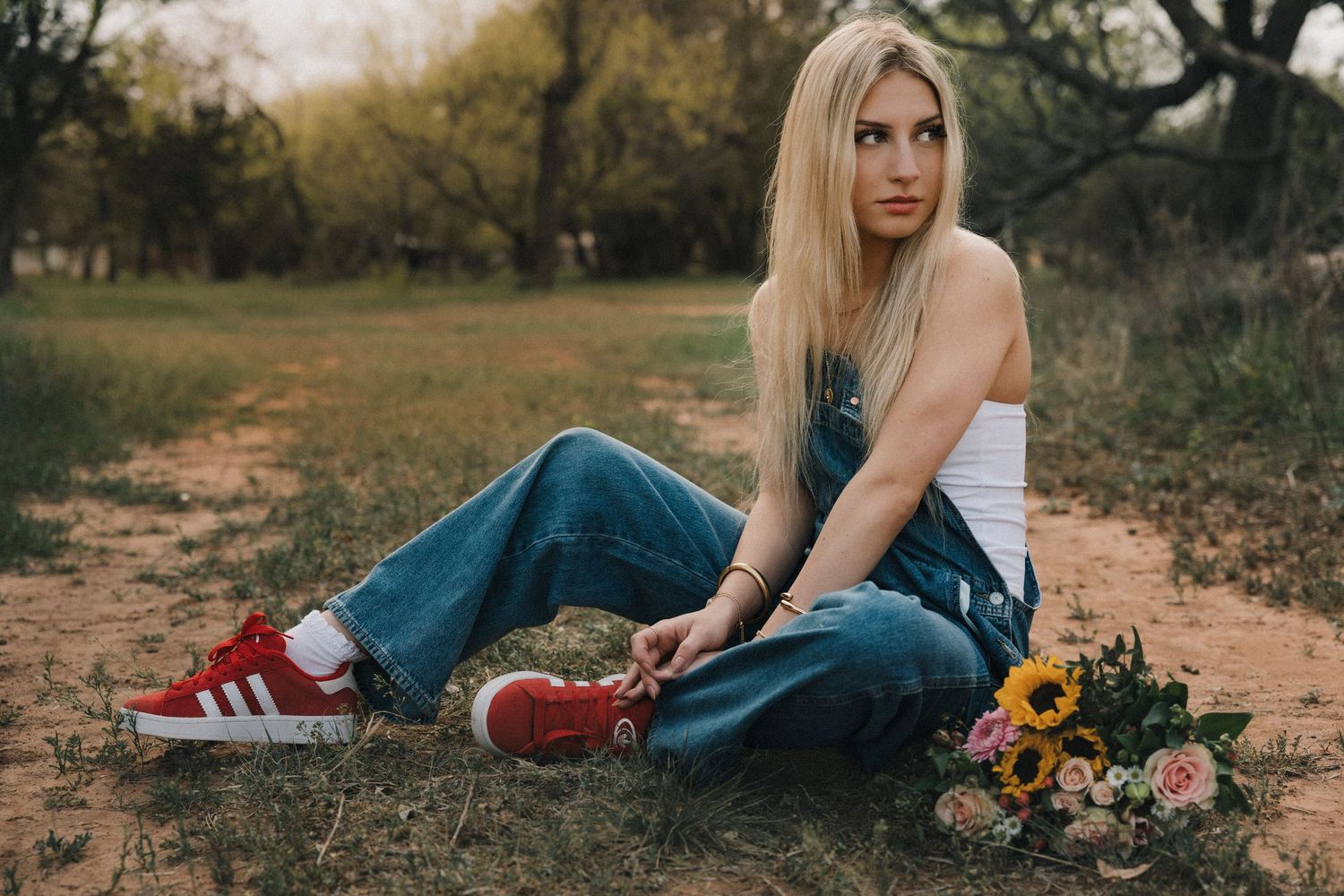 Senior Girl Photo Session 90s style editing at sunset in Abilene Texas