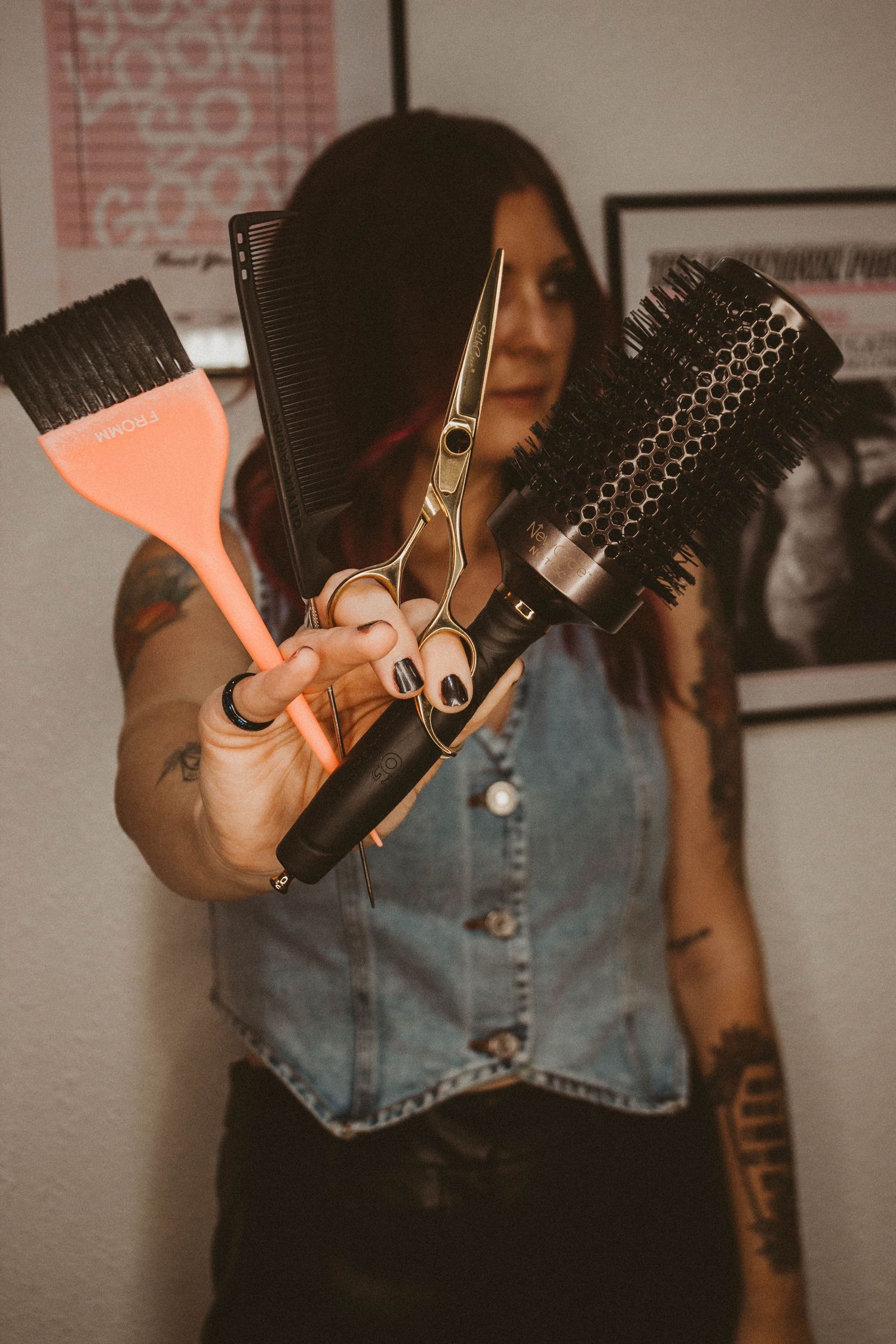 Personal hairstyle branding photography in Abilene TX for creative entrepreneur with editorial style