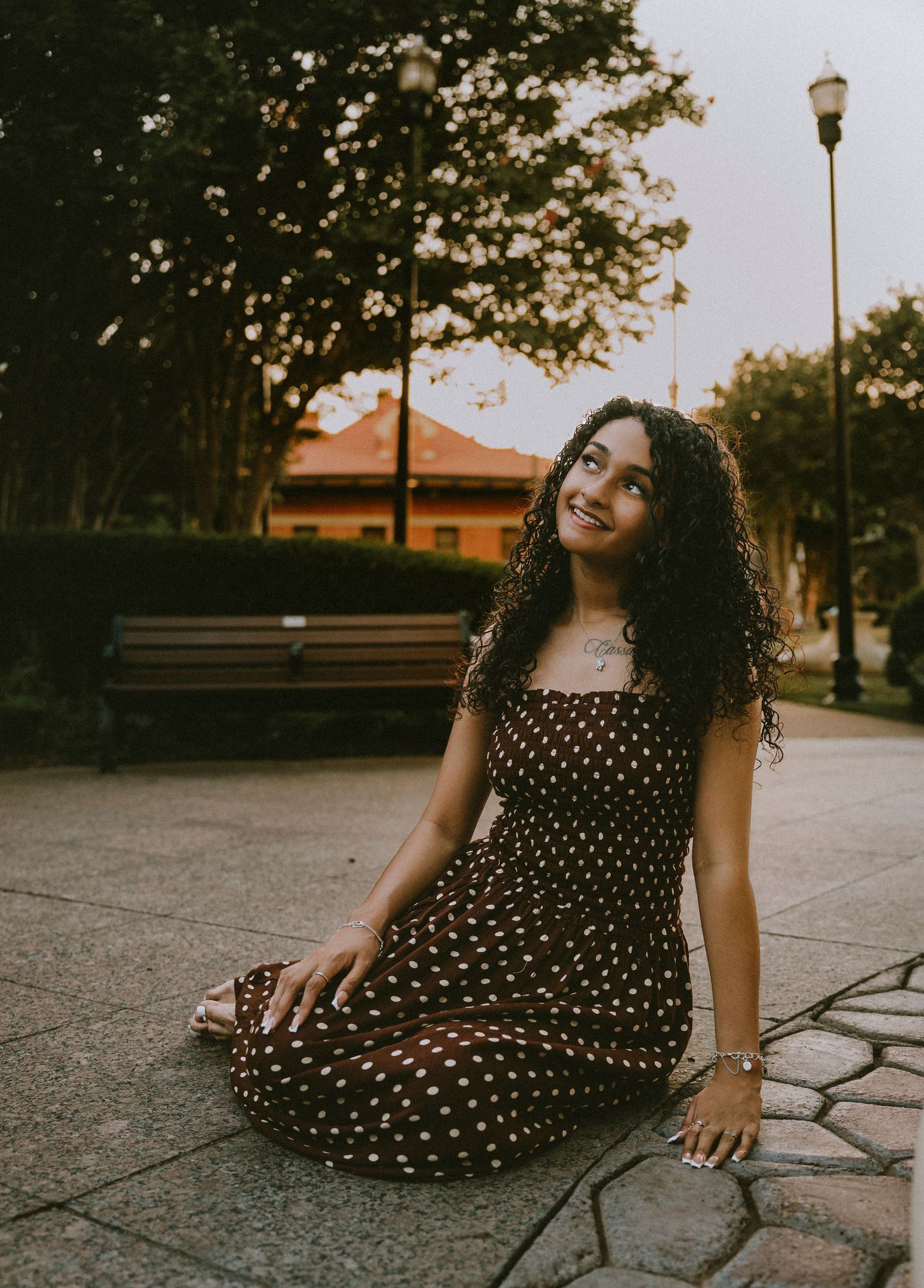 Senior girl  in downtown Abilene during a golden hour Cooper High School senior portrait session.