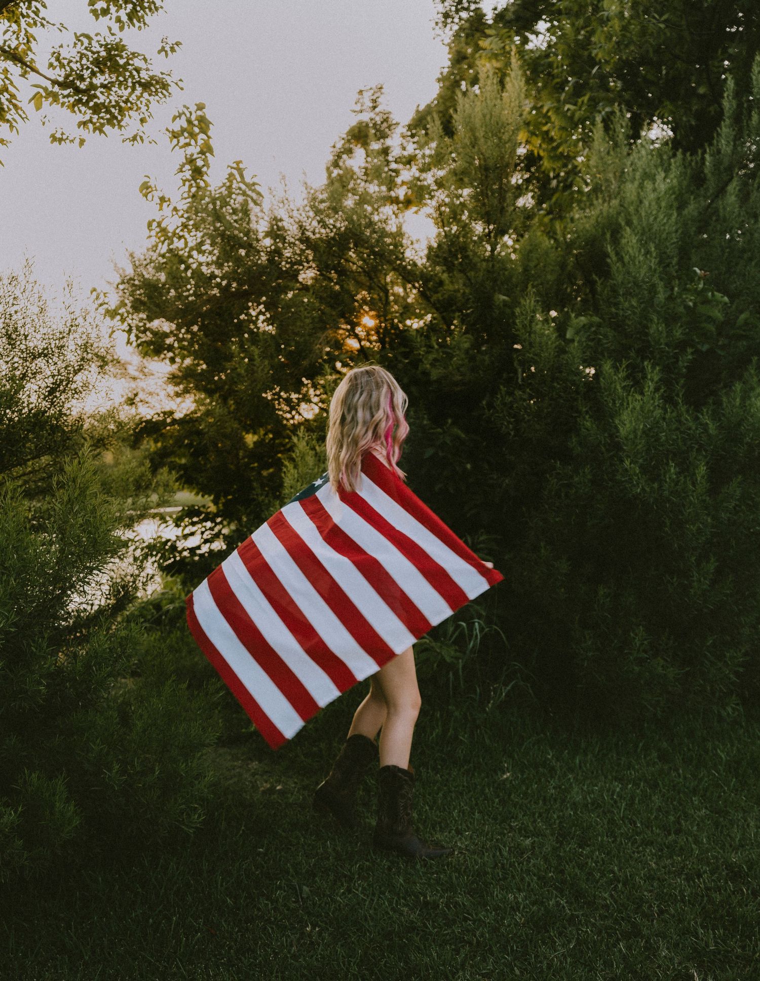 Fourth of July 250th American photoshoot at sunset in Abilene, Texas