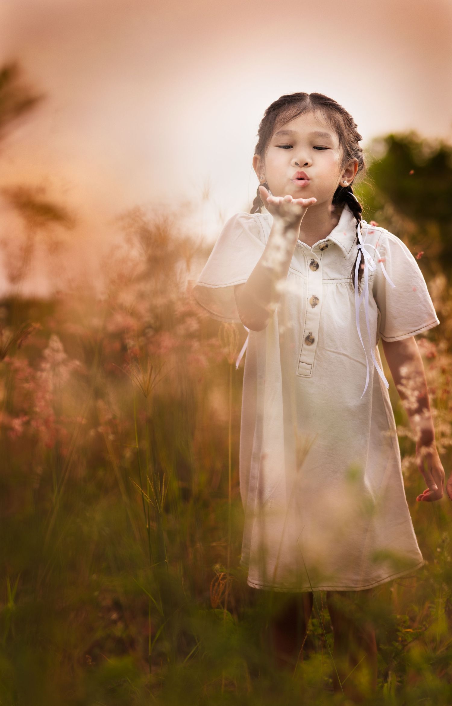 Artistic child portrait in flowering field - Outdoor fine art photography Brisbane