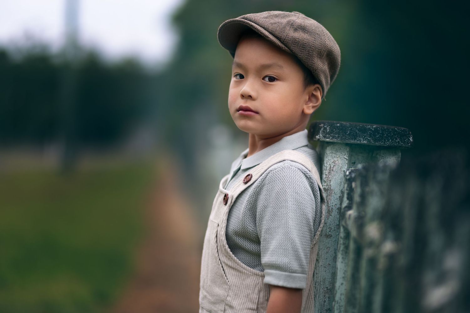 Classic fine art child portrait with vintage cap Brisbane