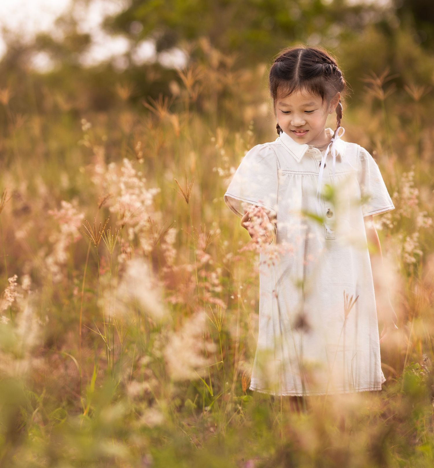 Ethereal child portrait in flowering field Brisbane - Timeless heirloom art