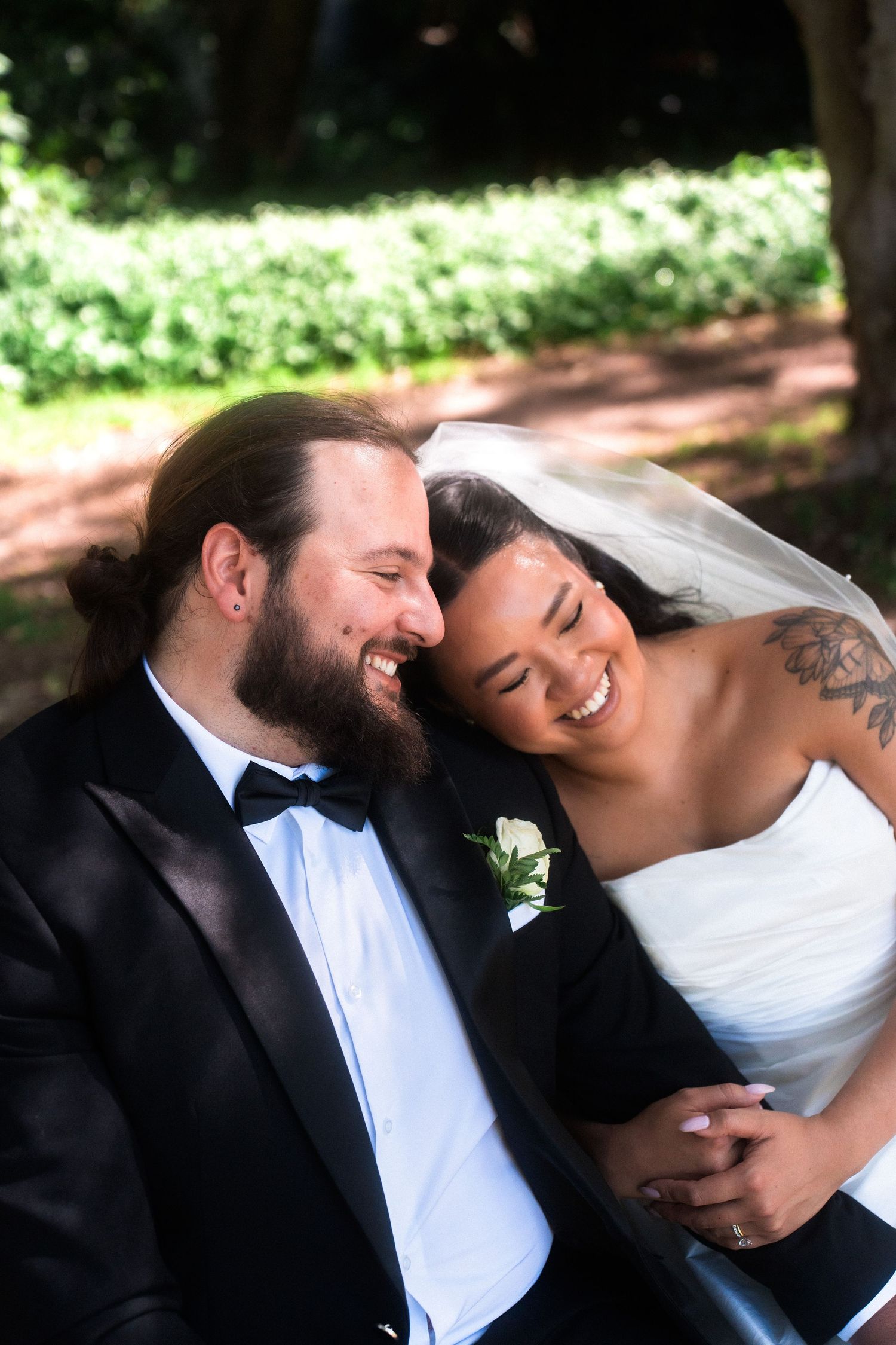 Intimate close-up wedding photos showing tender moments between newlyweds.