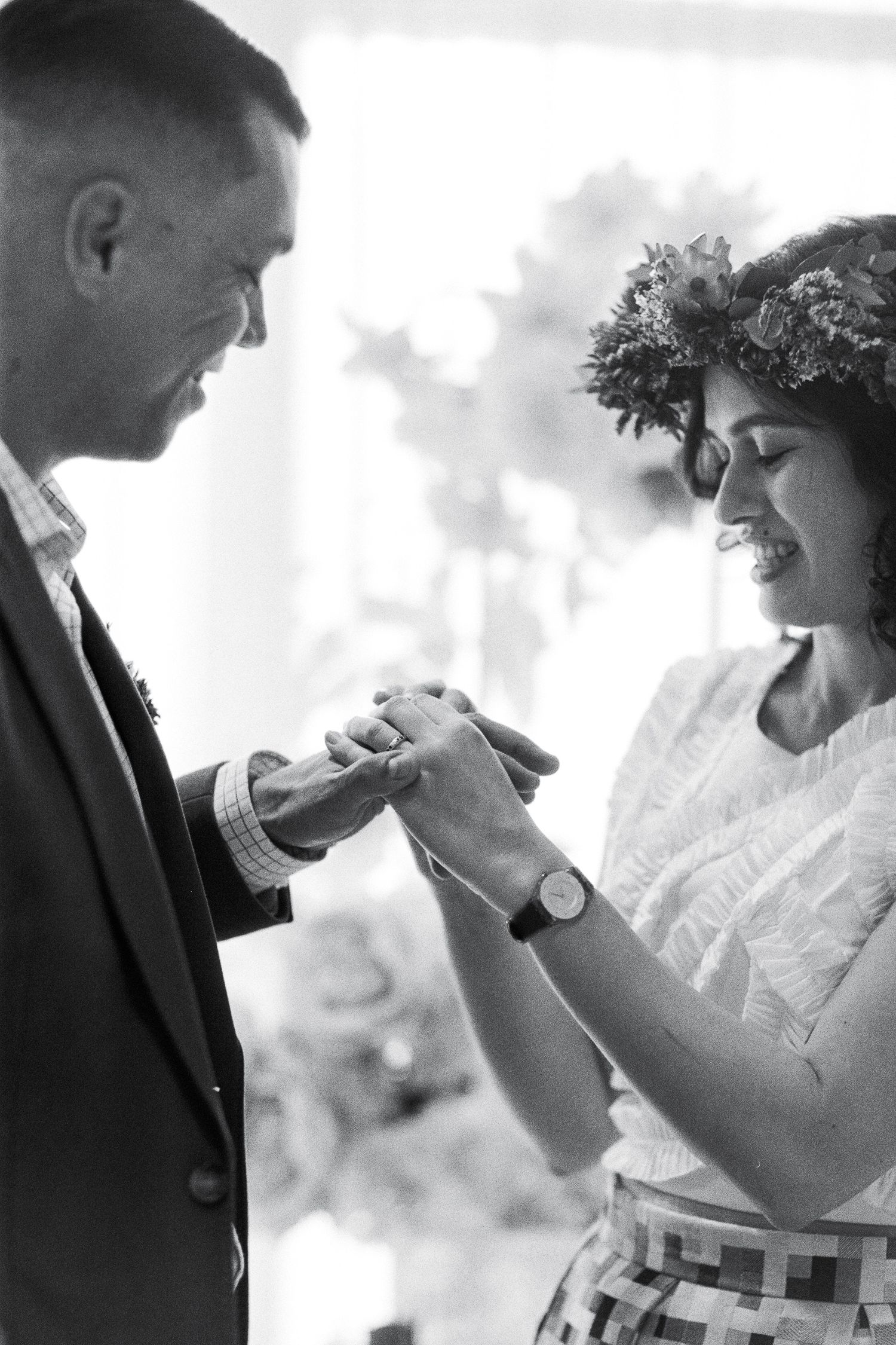 Close-up sequence of romantic dance moves in black and white.