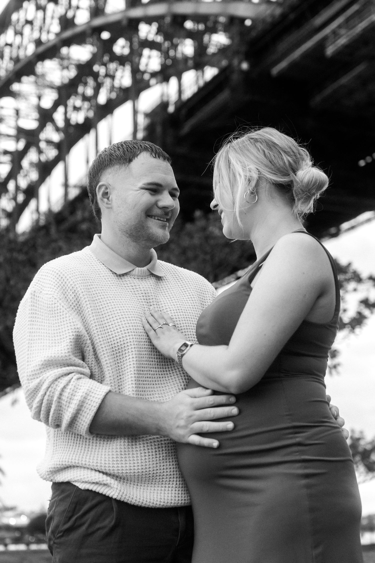 A series of tender embraces captured in black and white photography.