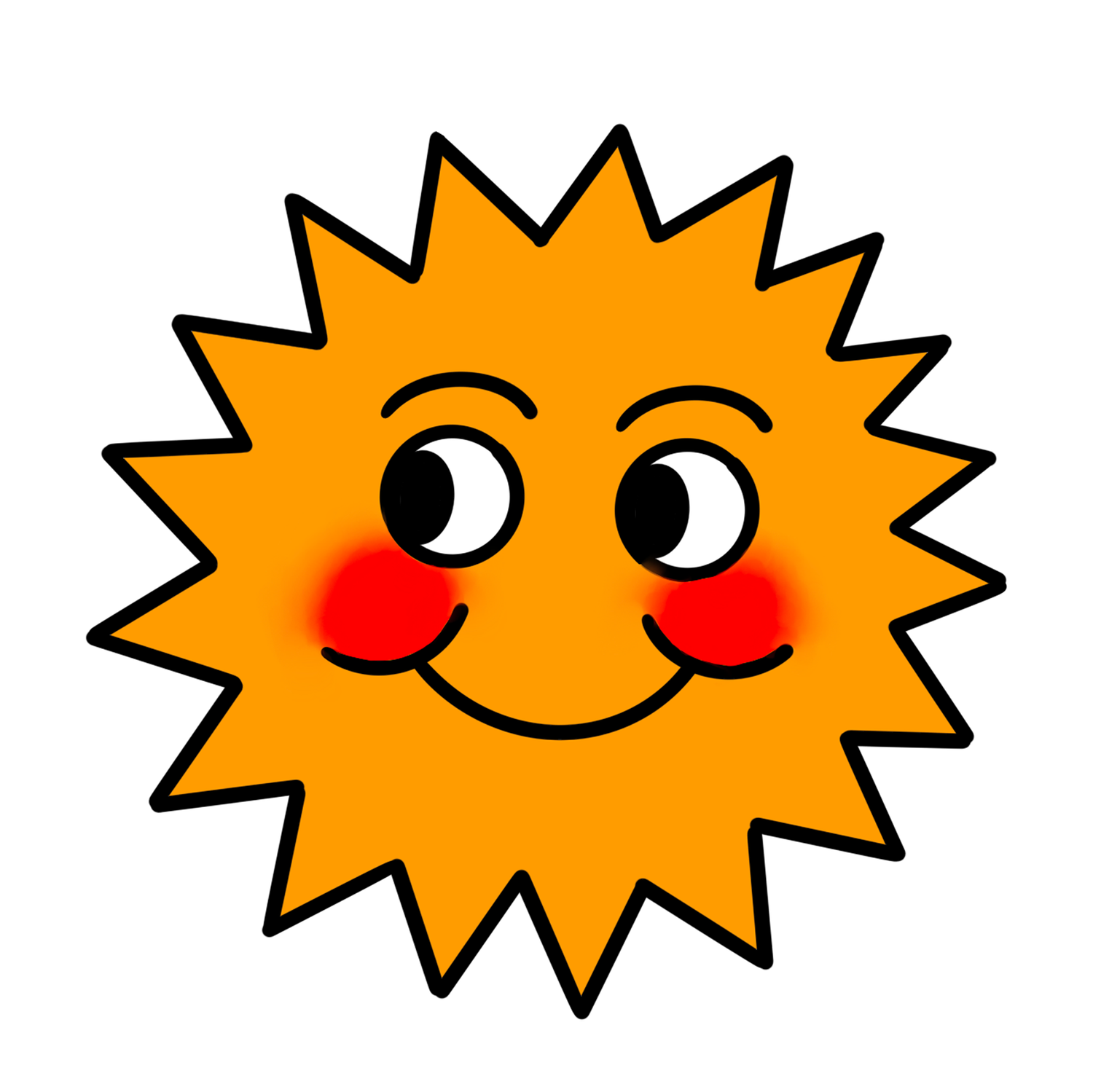 Series of orange cartoon sun faces showing different expressions and emotions.